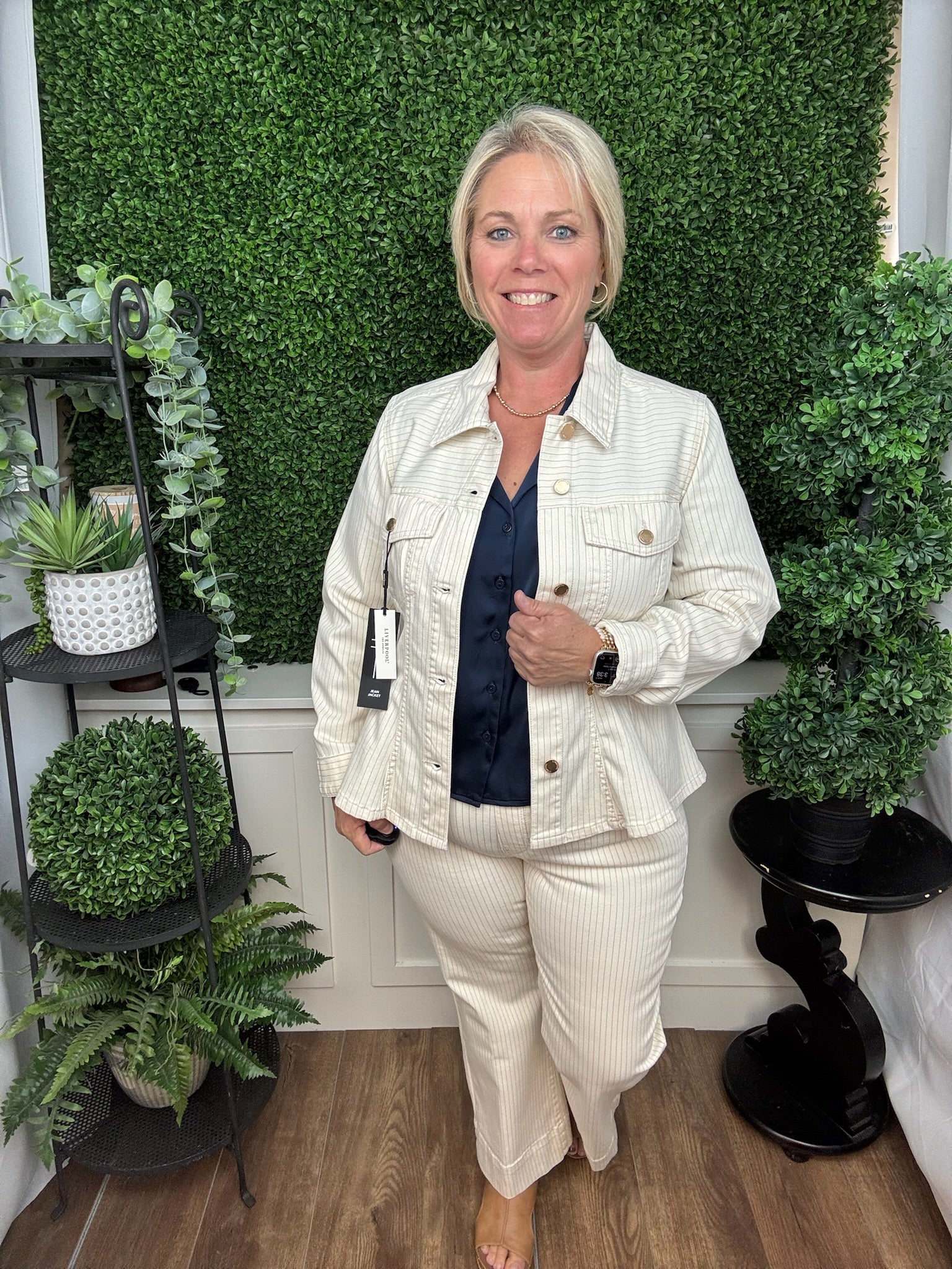 FIT AND FLARE TRUCKER JACKET - NAUTICAL STRIPE