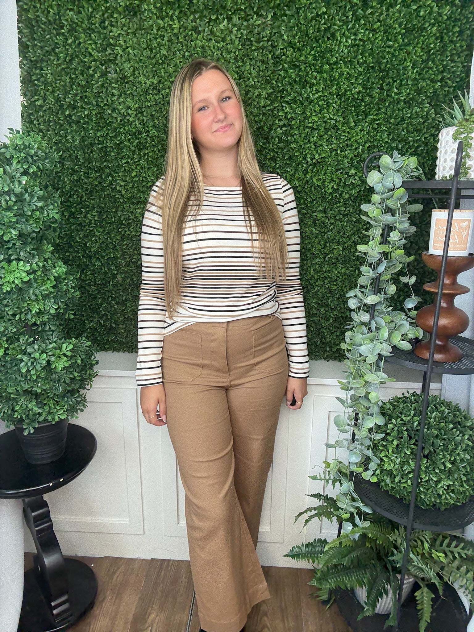 LONG SLEEVE BOAT NECK KNIT TOP ALABASTER MULTI STRIPE