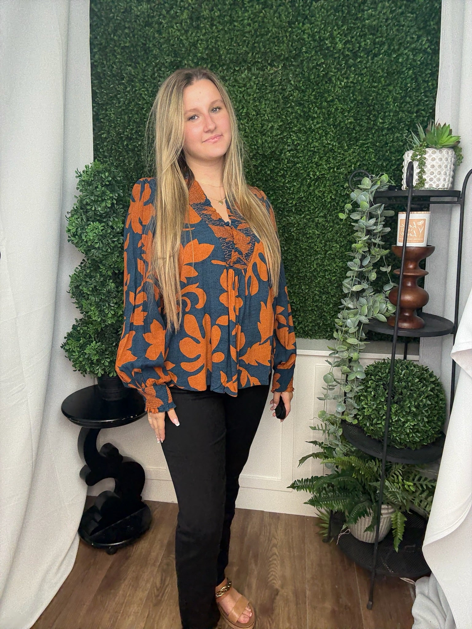 PRINTED RAYON CHALLIS TOP - WOODNIGHT