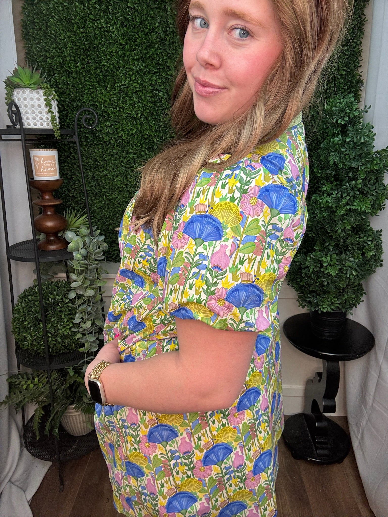 Blue Blossom Garden Border Tunic