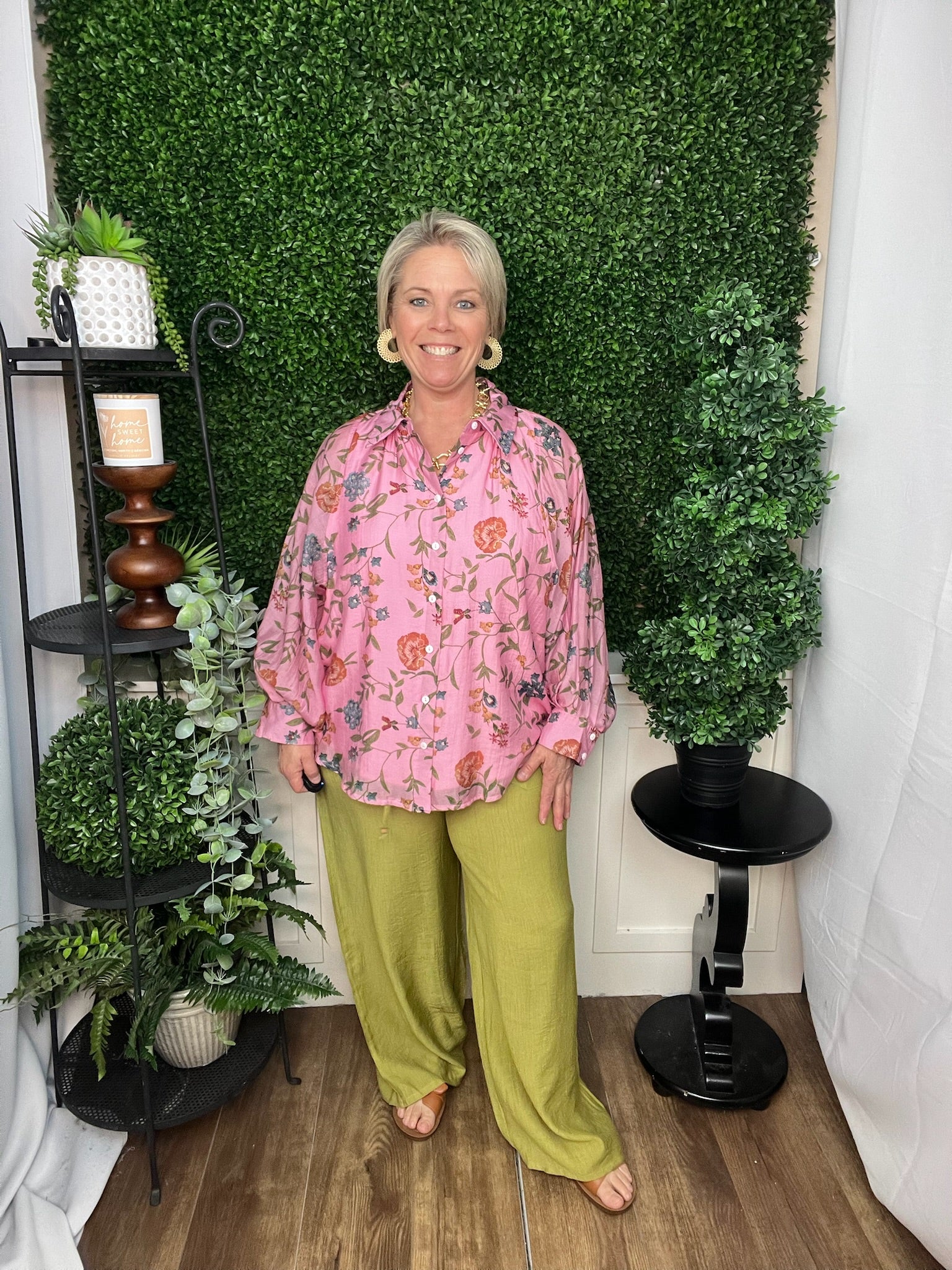 LONG PUFF SLEEVE FLORAL BLOUSE