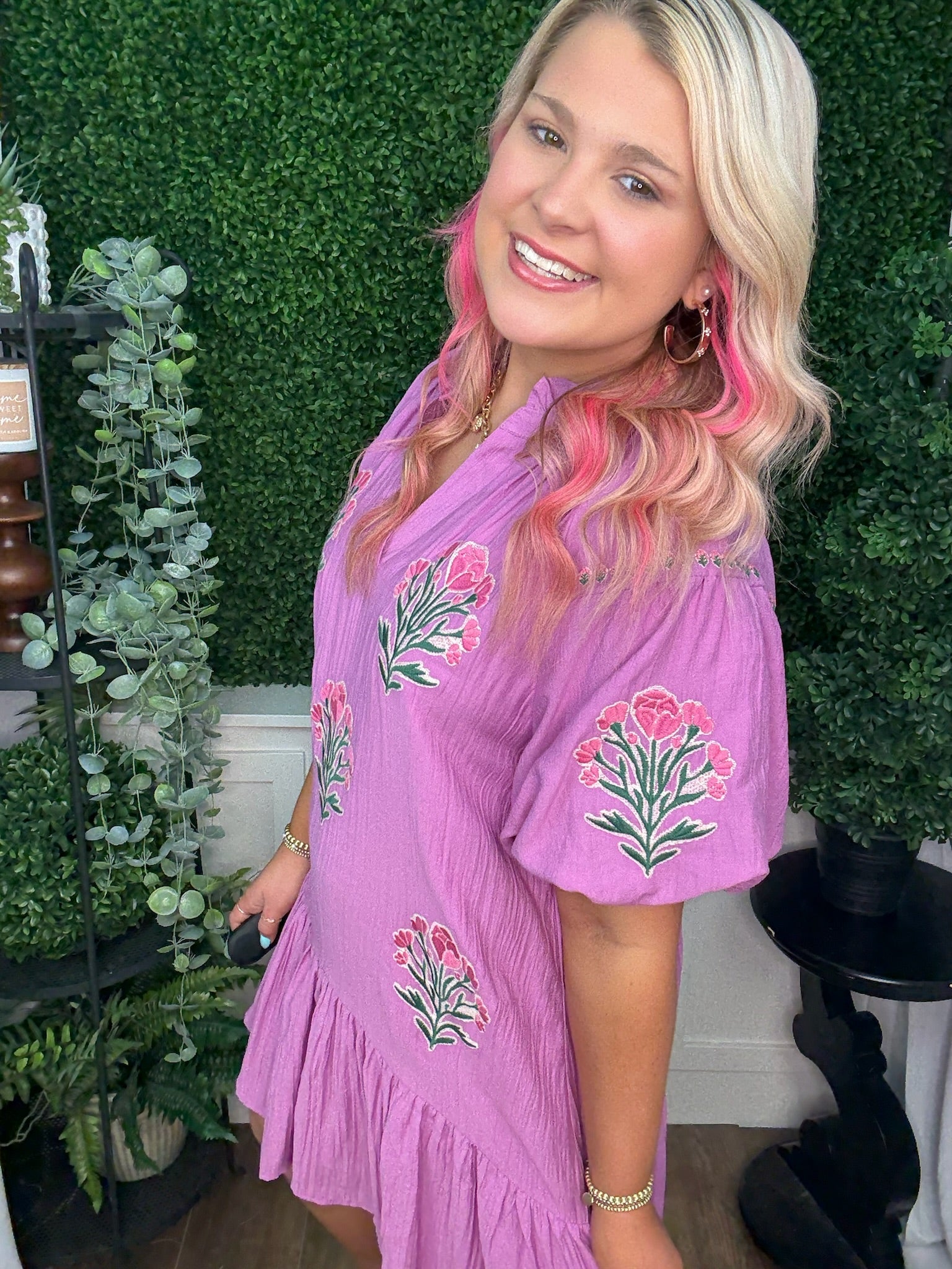 BUBBLE SLEEVE DRESS - ORCHID