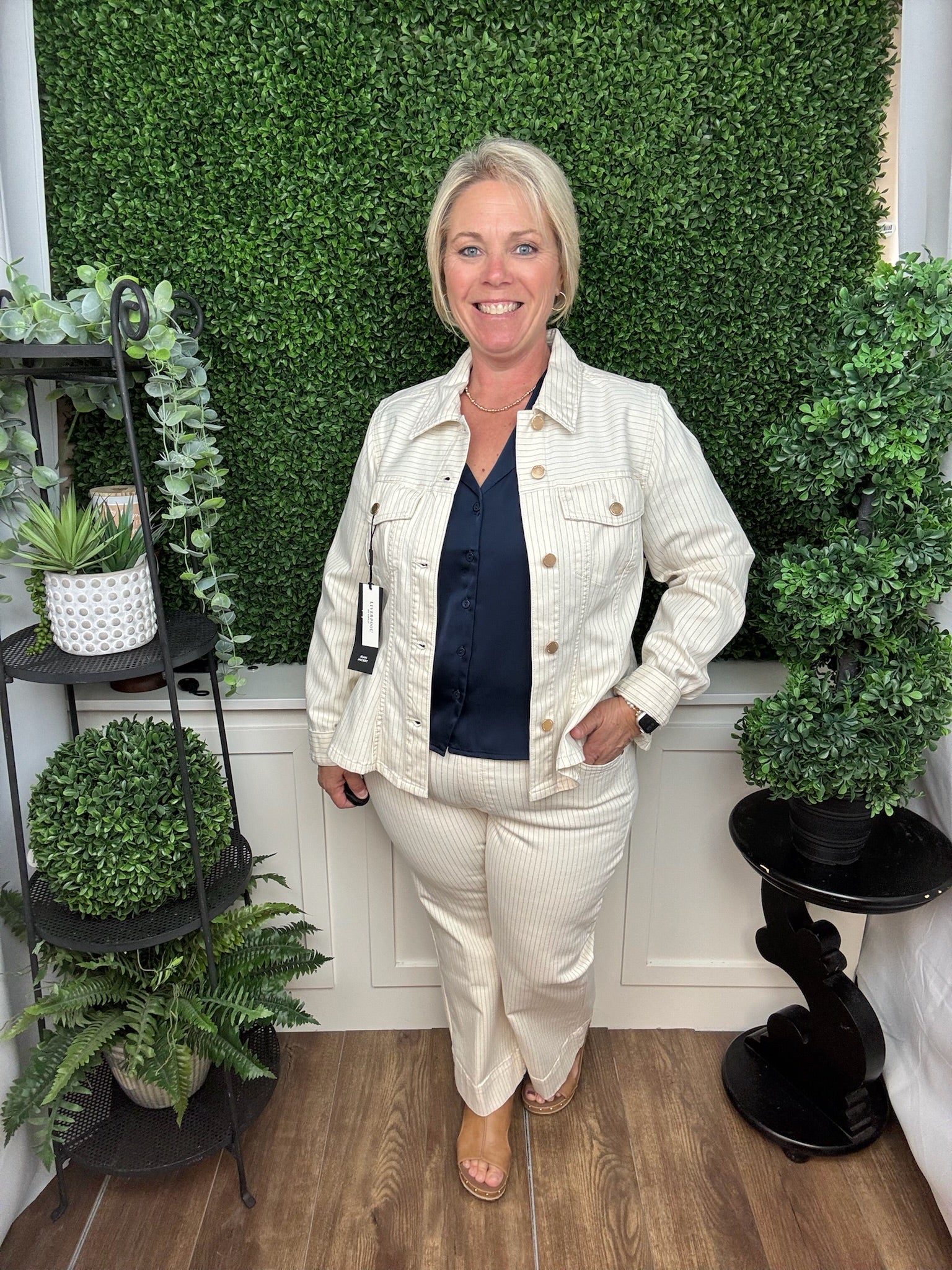 FIT AND FLARE TRUCKER JACKET - NAUTICAL STRIPE