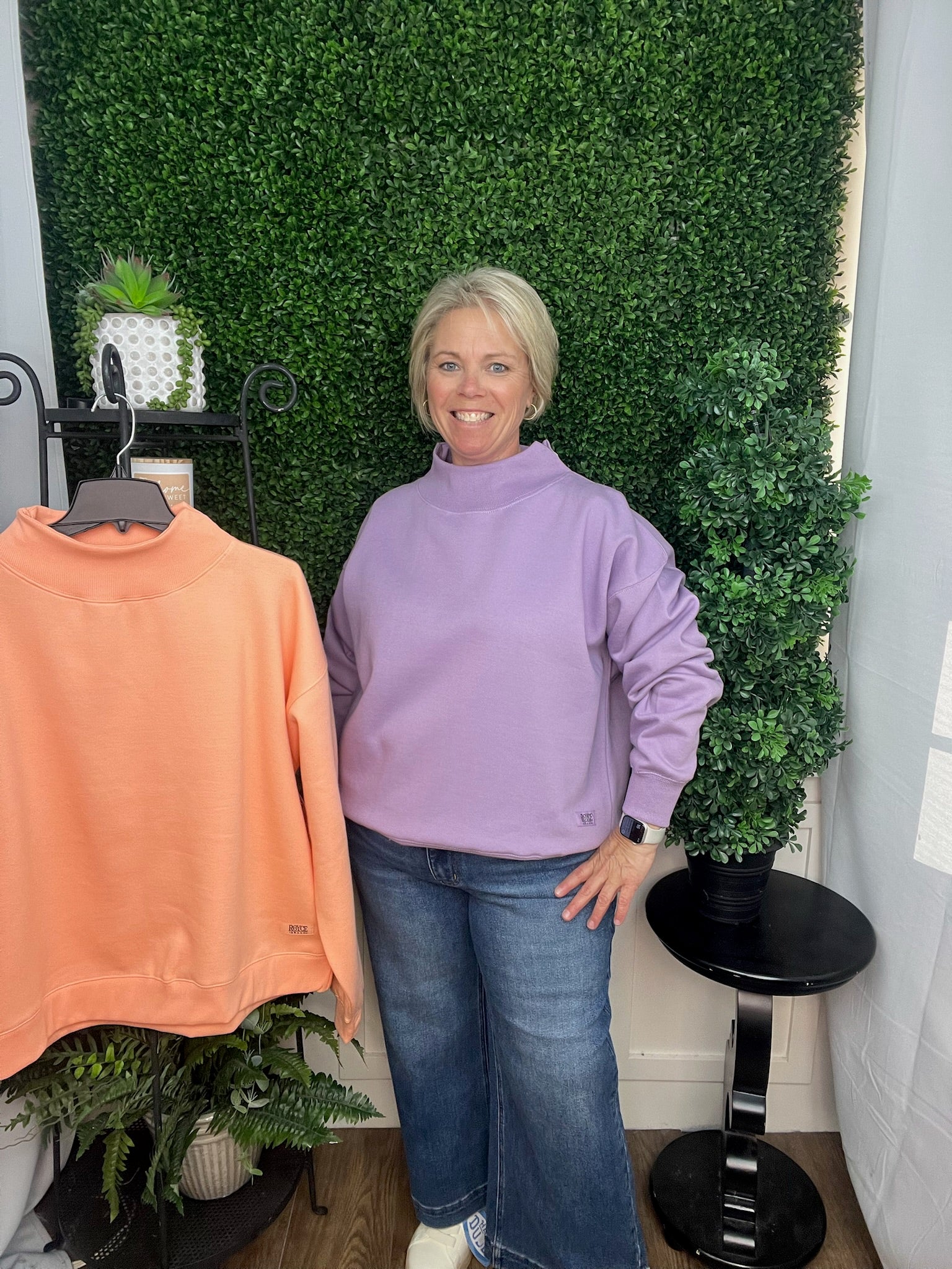 LINGO LS MOCK-CREW OVERSIZED FLEECE - LAVENDER