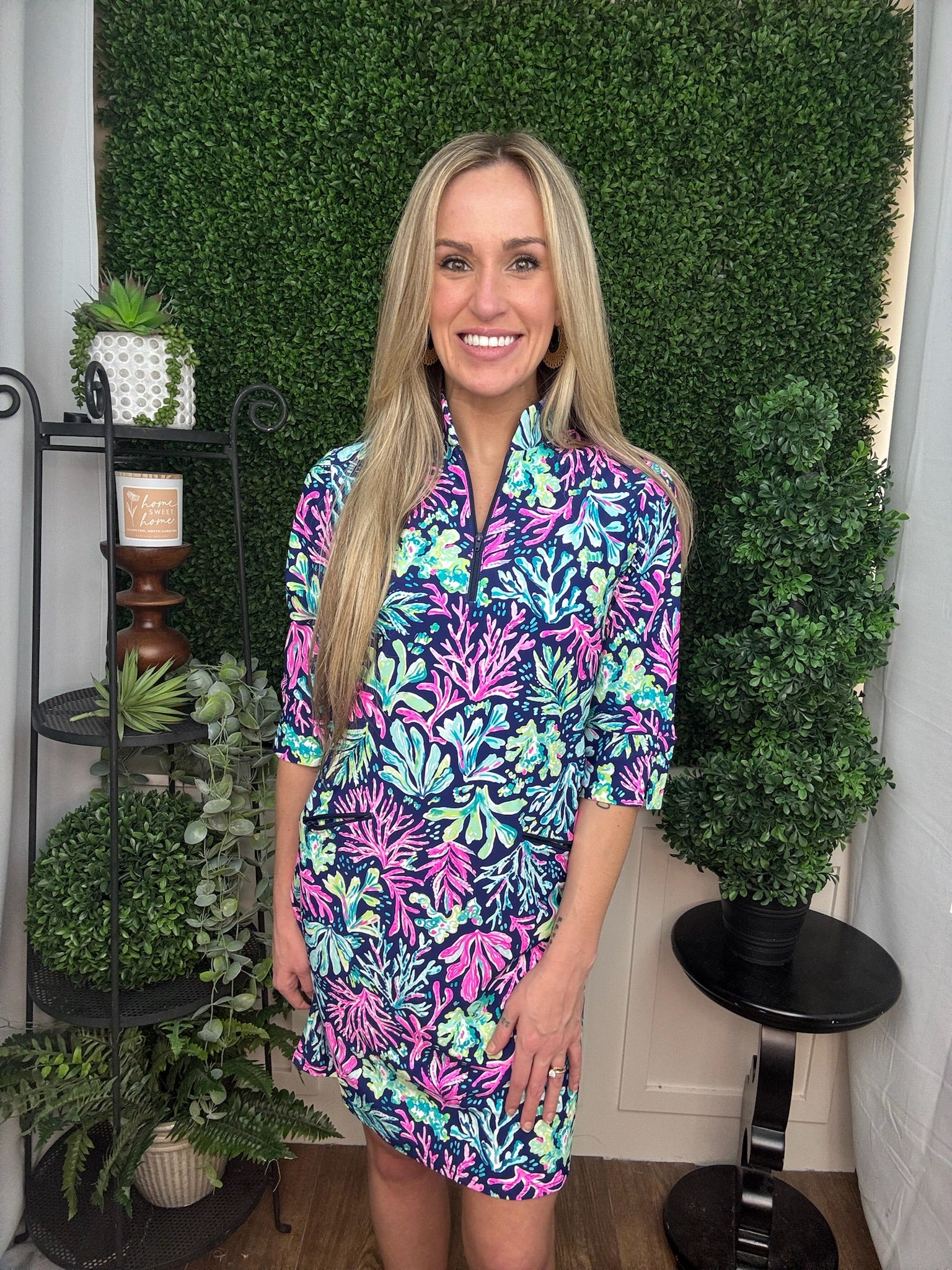 ROSALYN MID-ZIP DRESS - NAVY