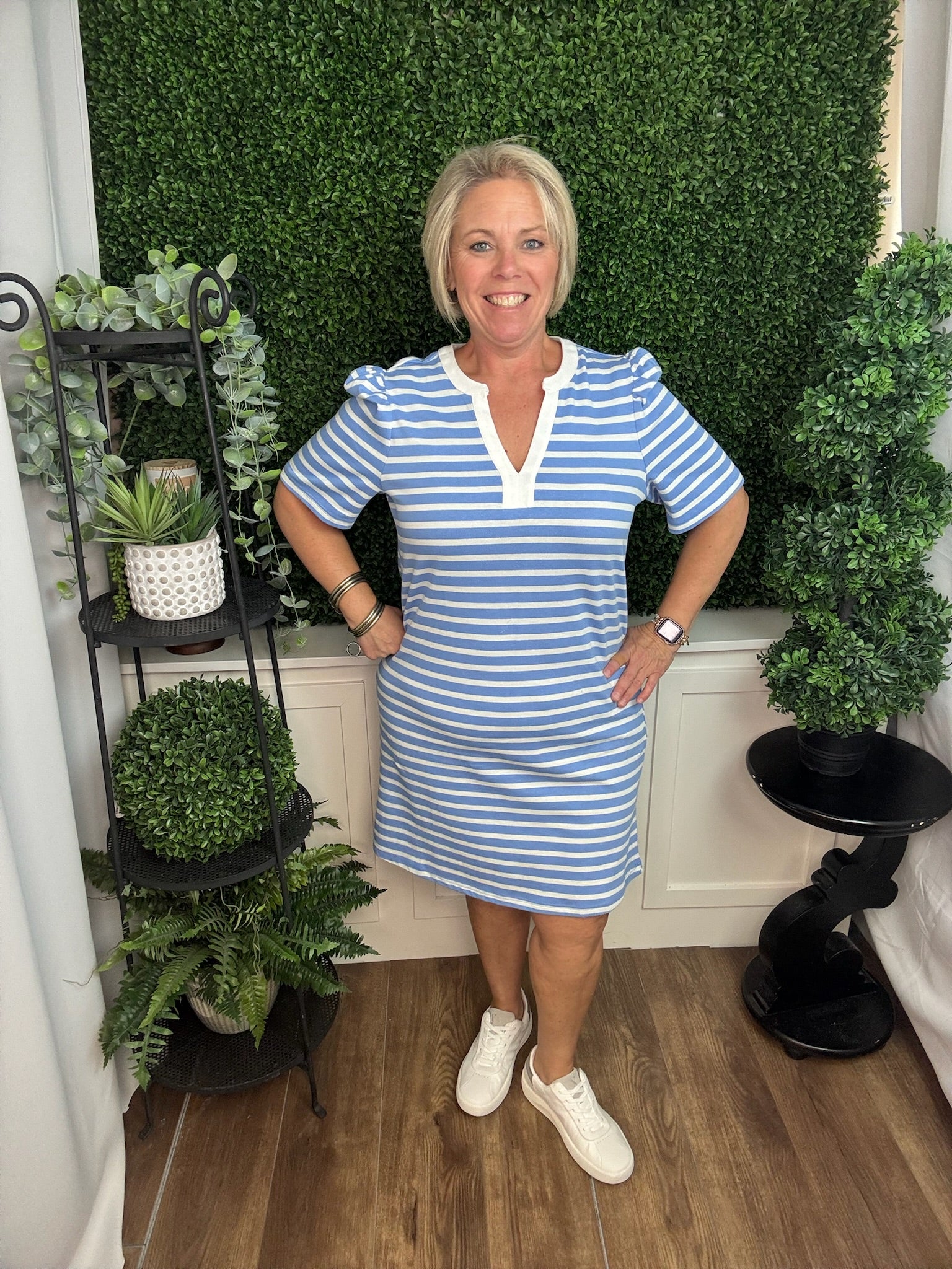 DRESS ADELYN T-SHIRT BLUE/WHITE STRIPE