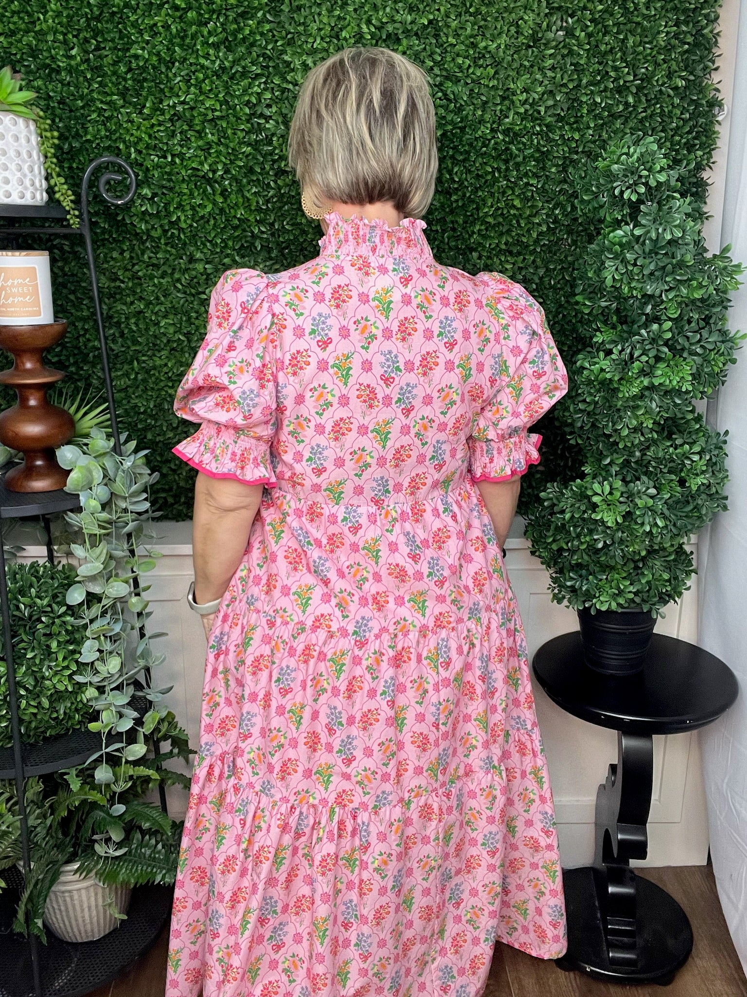 Pink Puff sleeve maxi dress