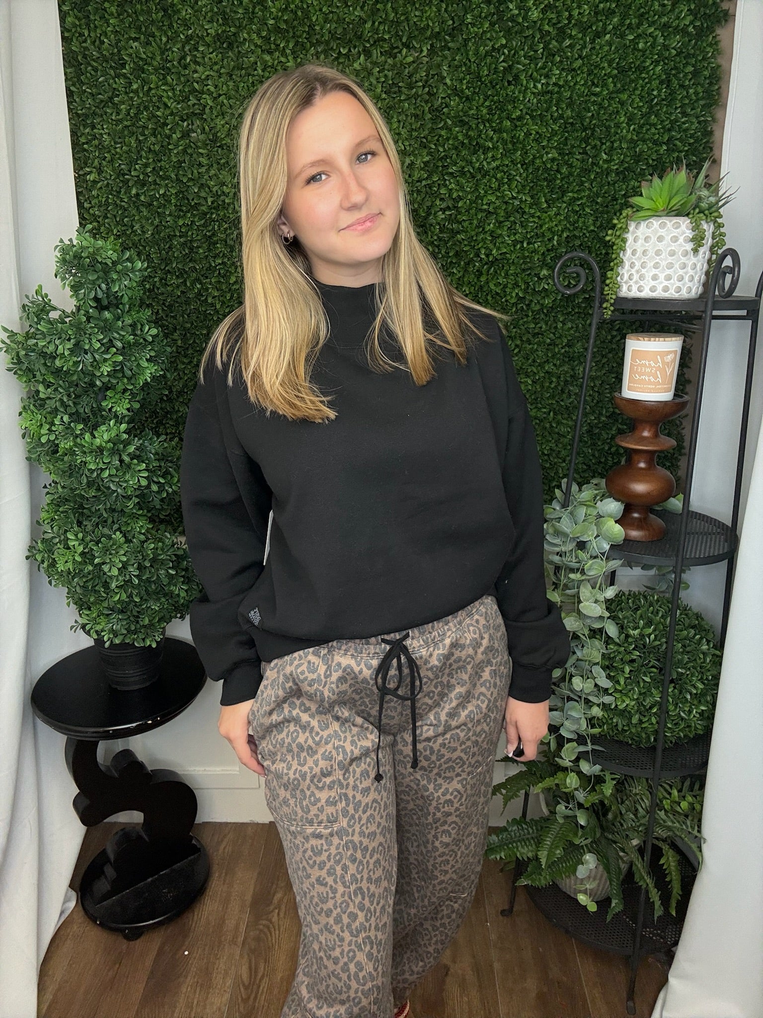 LEOPARD PRINT JOGGERS CHOCOLATE/BLACK