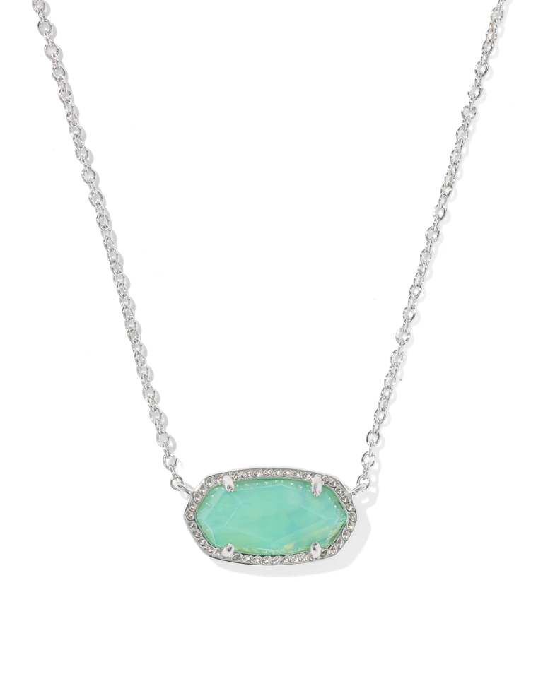 ELISA PENDANT NECKLACE  - SILVER MINT IRIDESCENT ABALONE