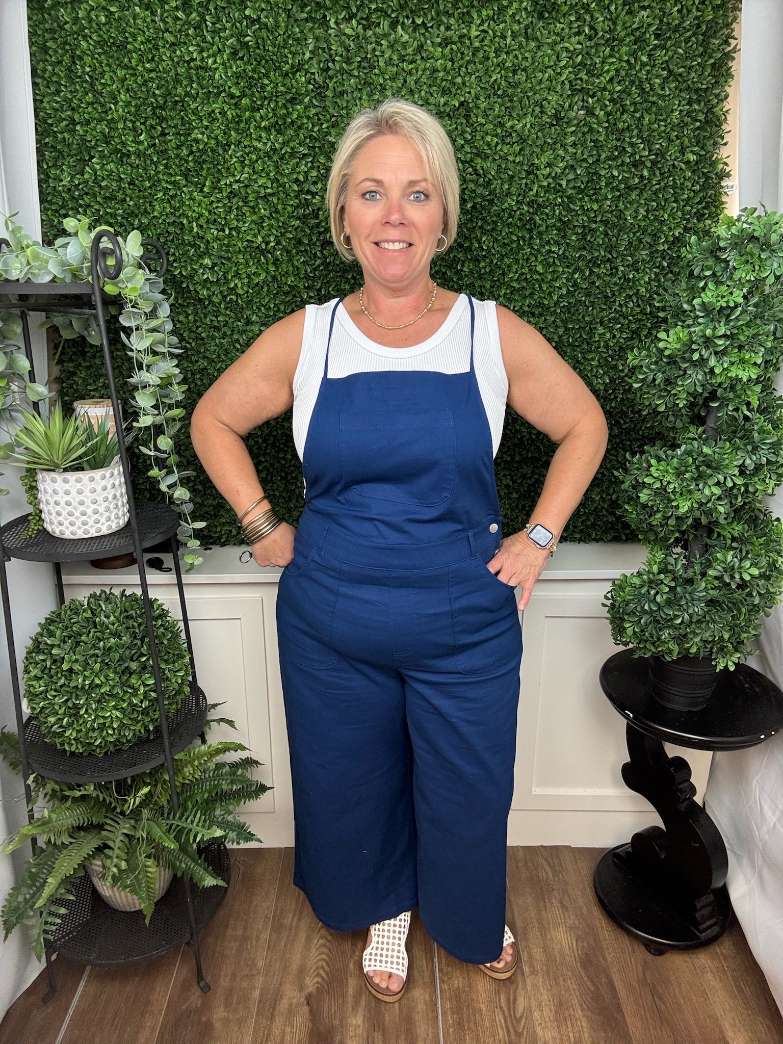 SPAGHETTI STRAP CRISS CROSS BACK JUMPER BLUE GRAY