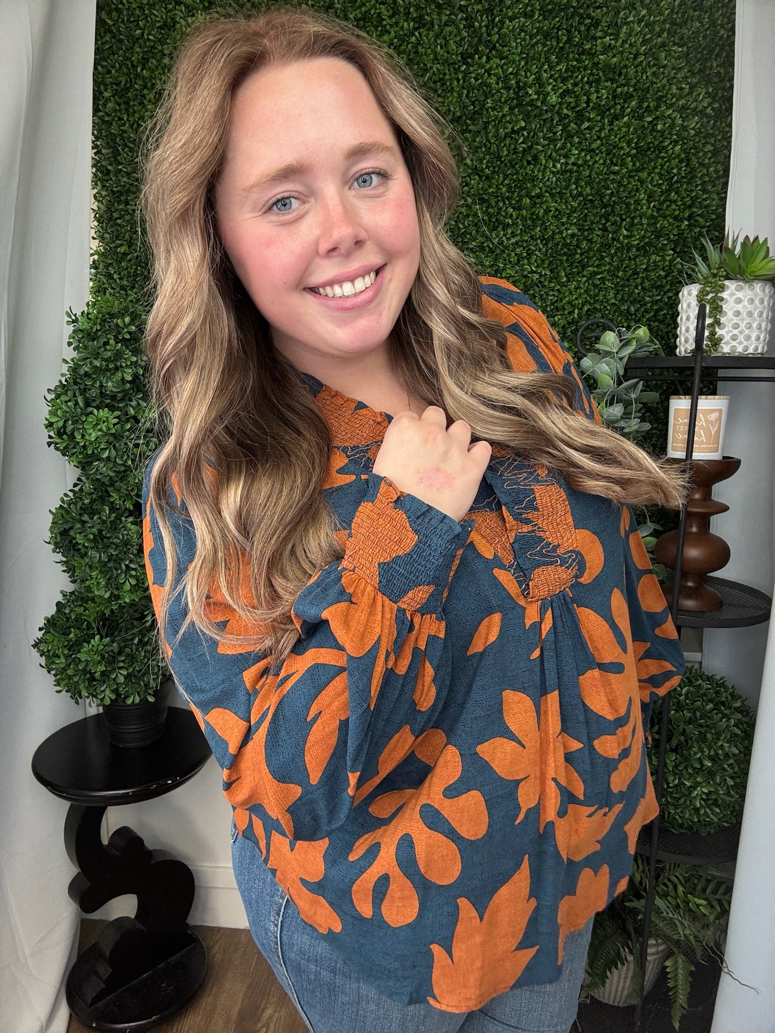 PRINTED RAYON CHALLIS TOP - WOODNIGHT