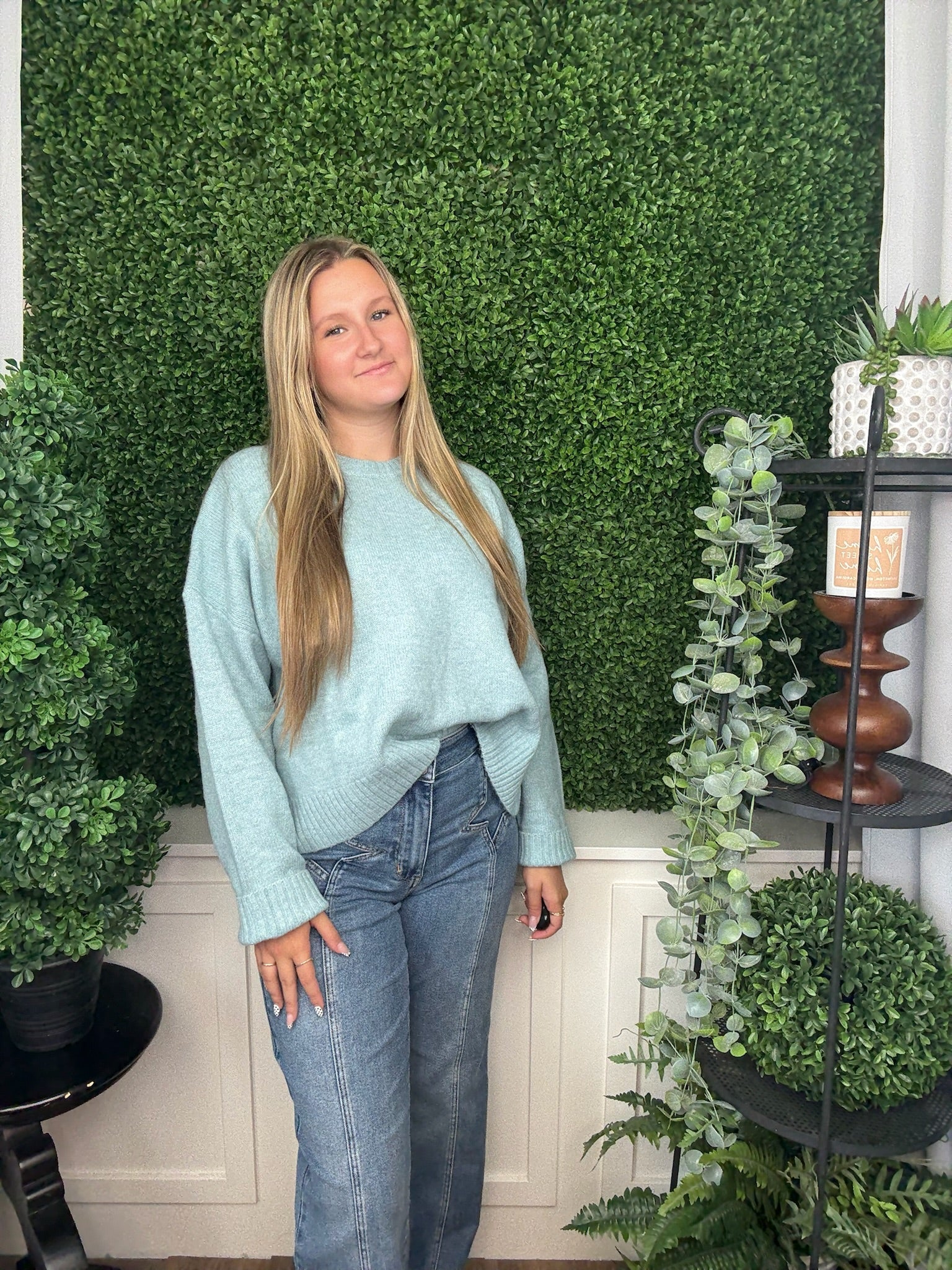 TIE-BACK SWEATER - BLUE