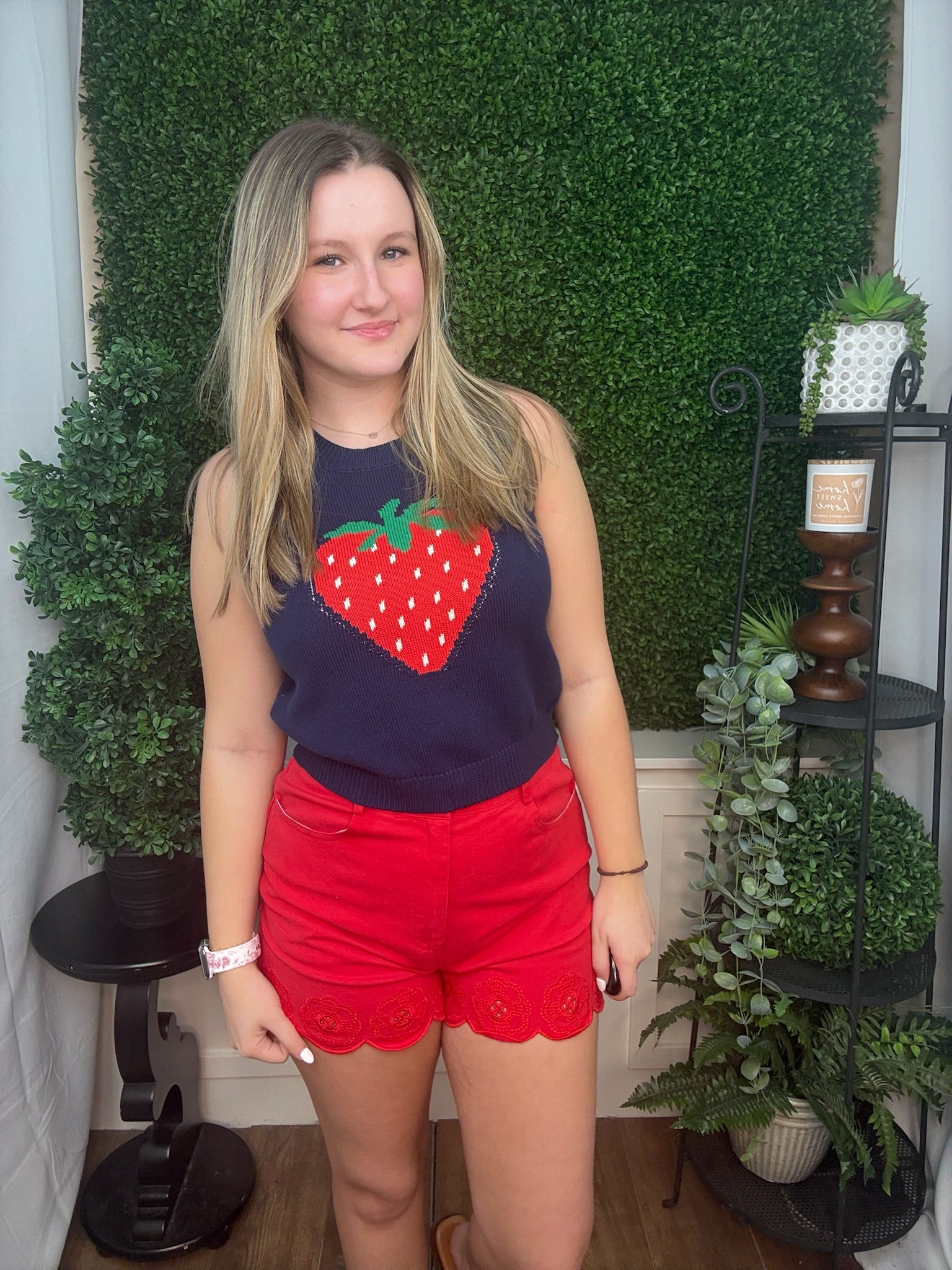 Strawberry Knit Sleeveless Top