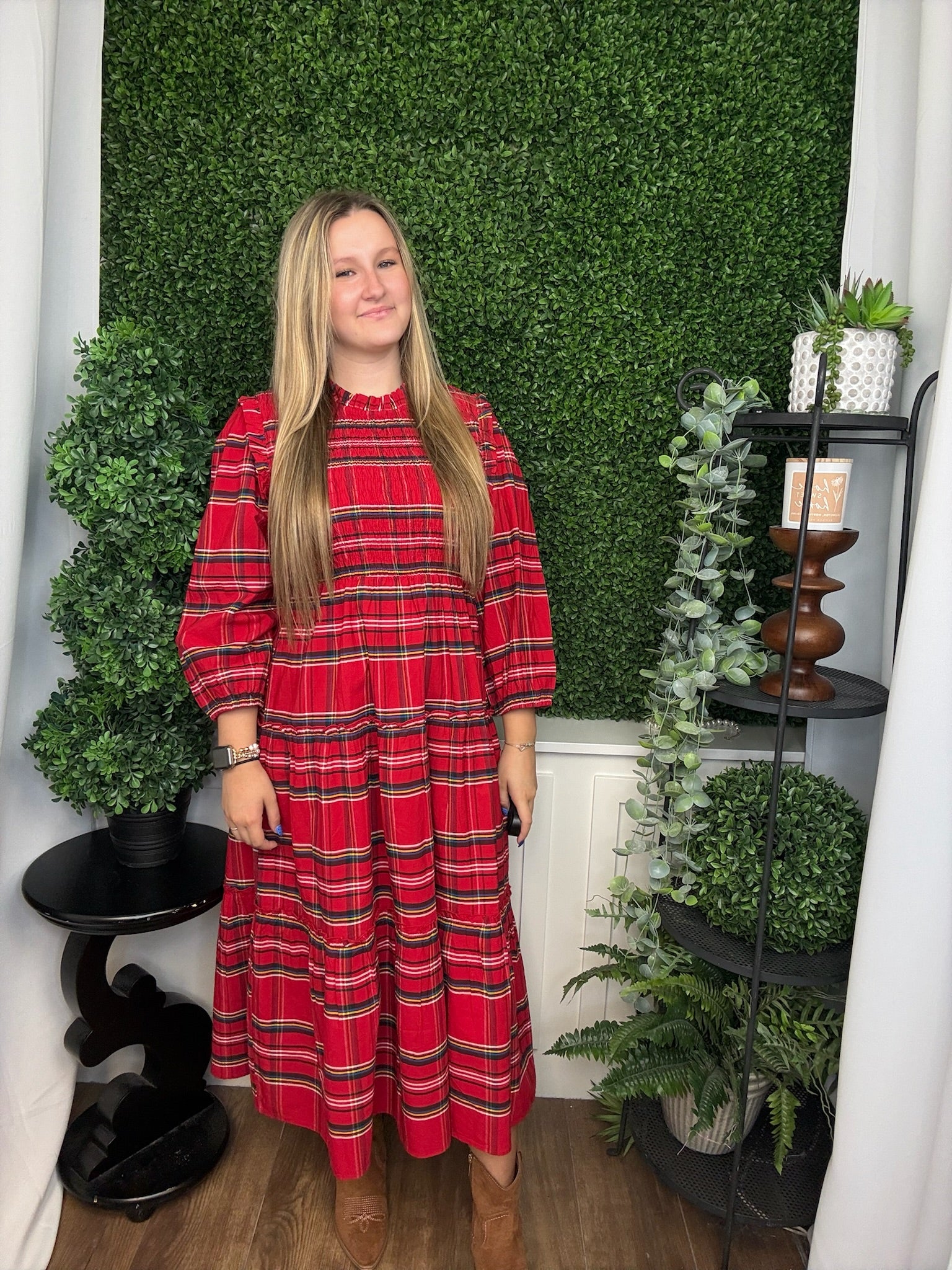 WALTON PLAID MIDI DRESS