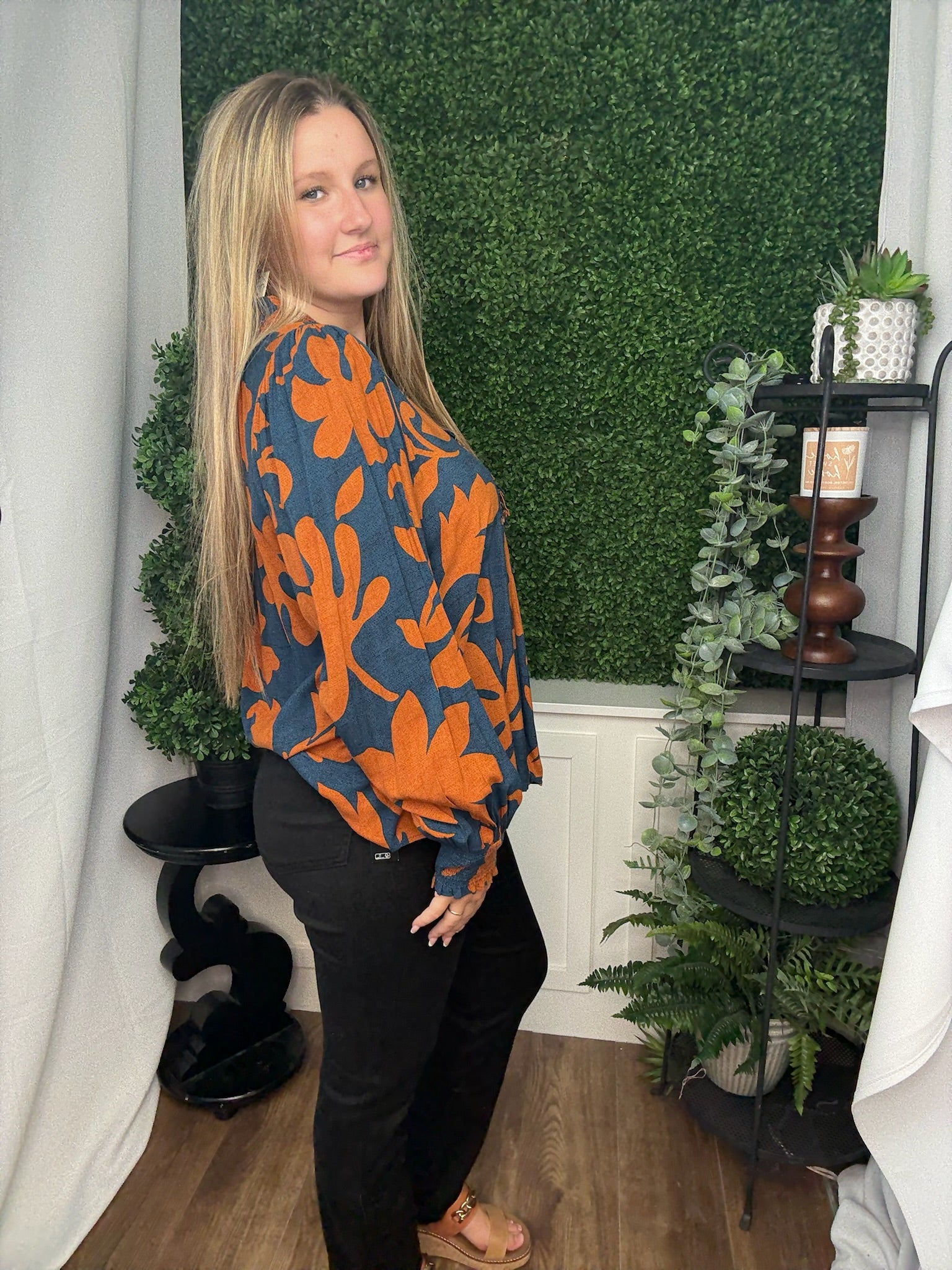 PRINTED RAYON CHALLIS TOP - WOODNIGHT