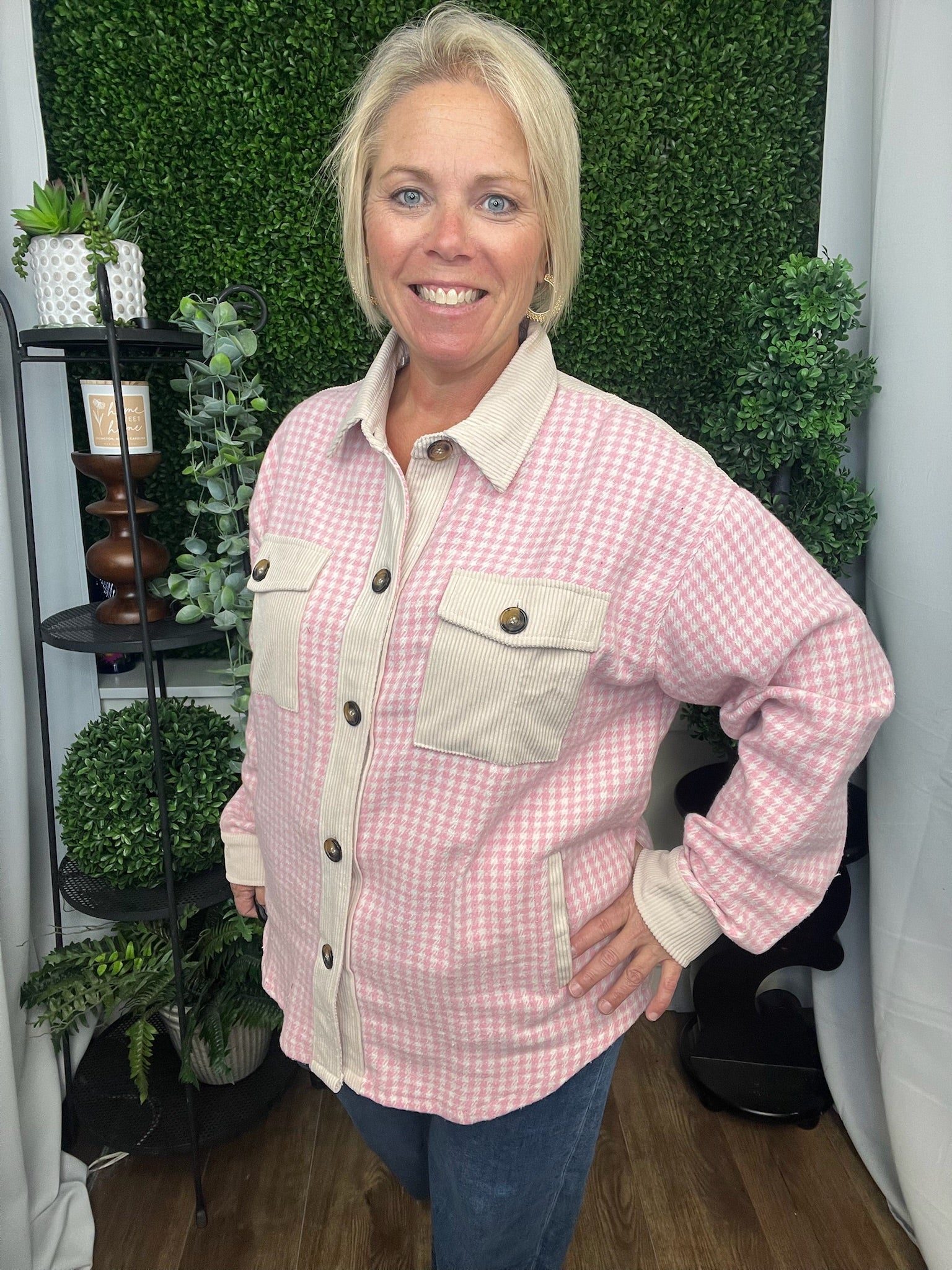 COLOR CONTRAST LS JACKET - PINK