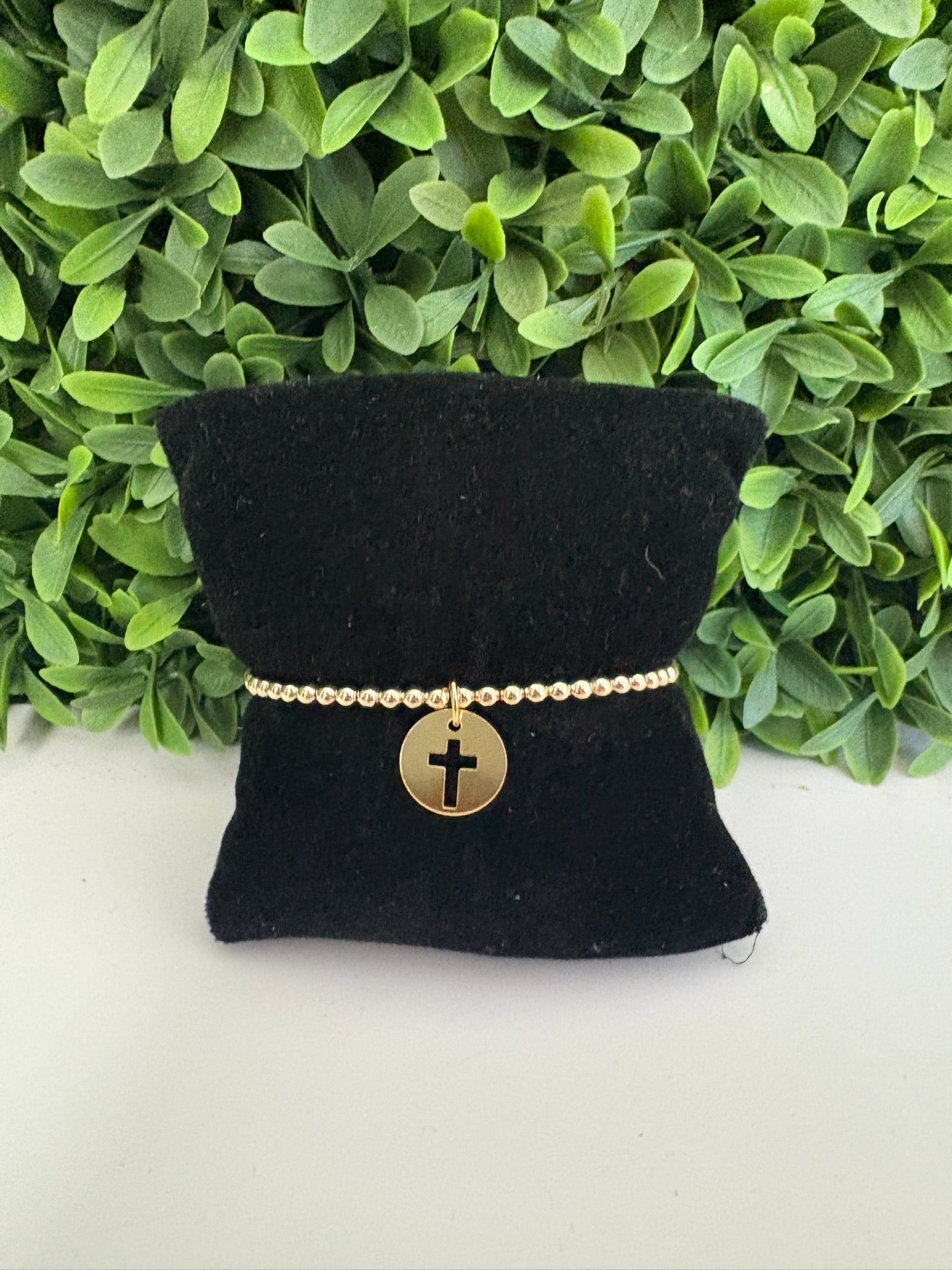 EGIRL CLASSIC GOLD 3MM BEAD BRACELET - BLESSED GOLD DISC