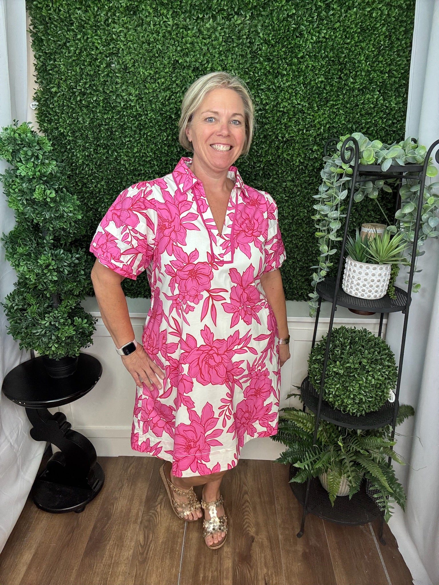 Floral Puff Sleeve Tunic Dress