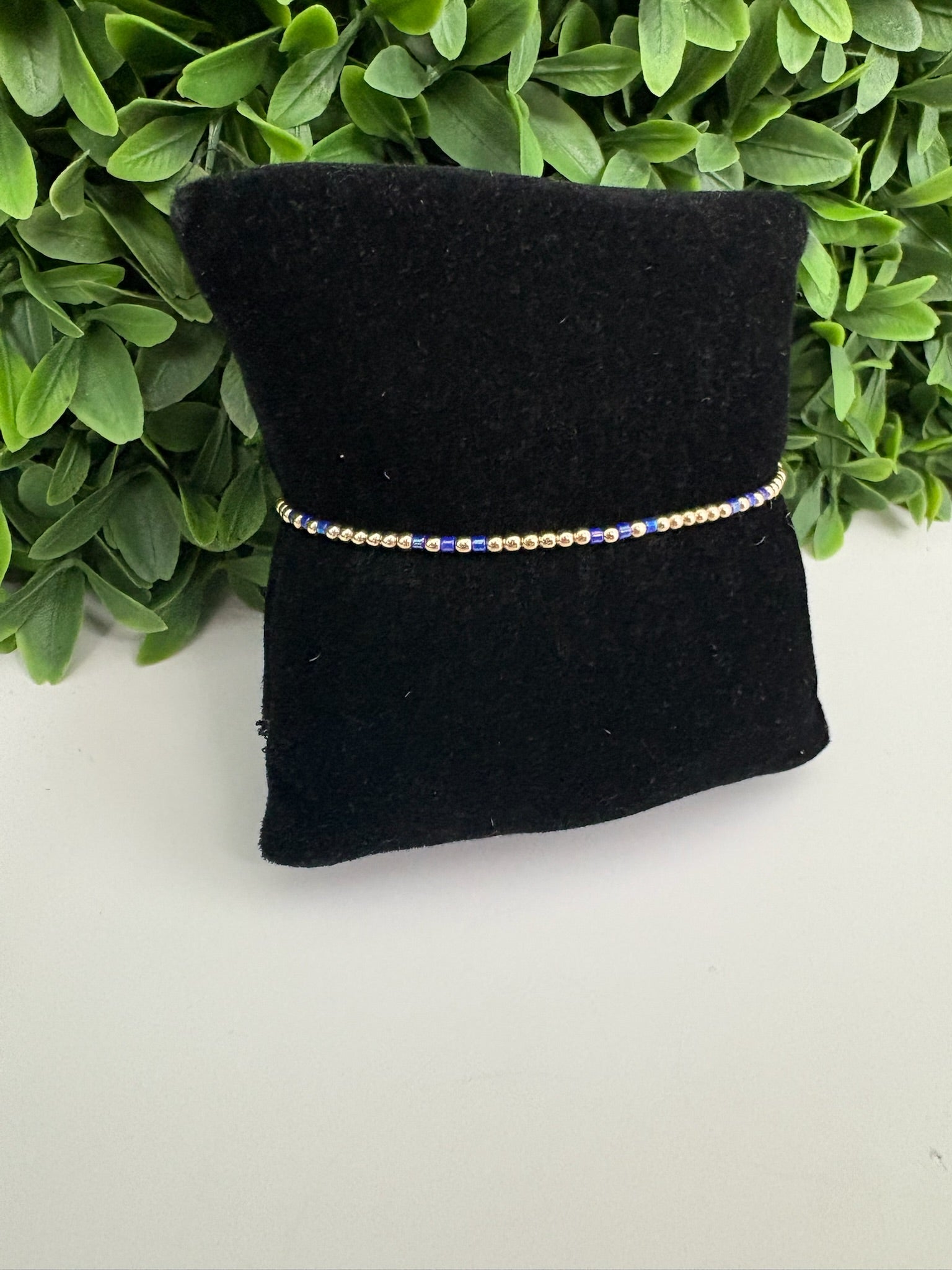 HOPE JOY PATTERN 2MM BEAD BRACELET - BLUE METALLIC