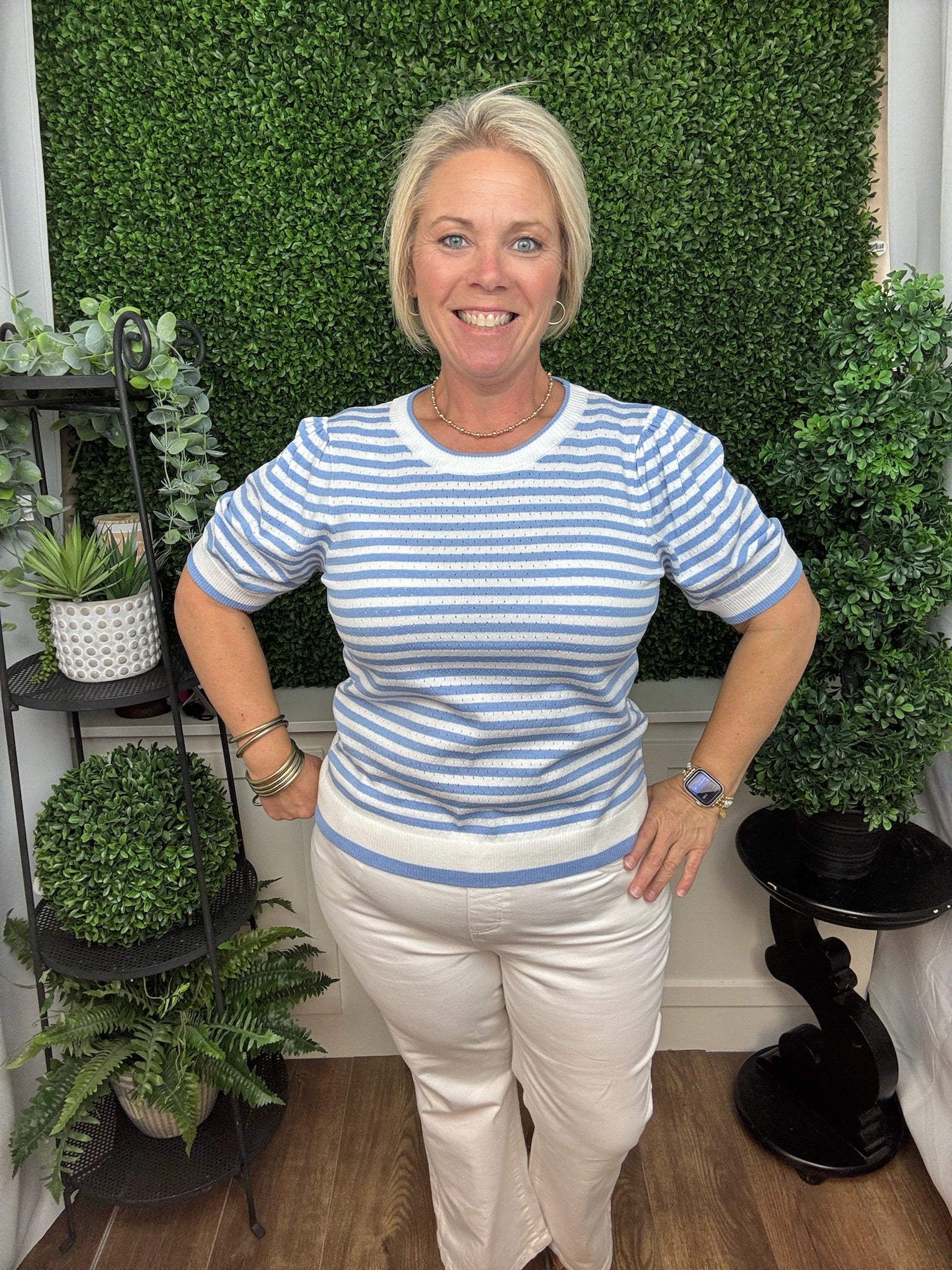 Coastal Breeze Blue Stripe Knit Top