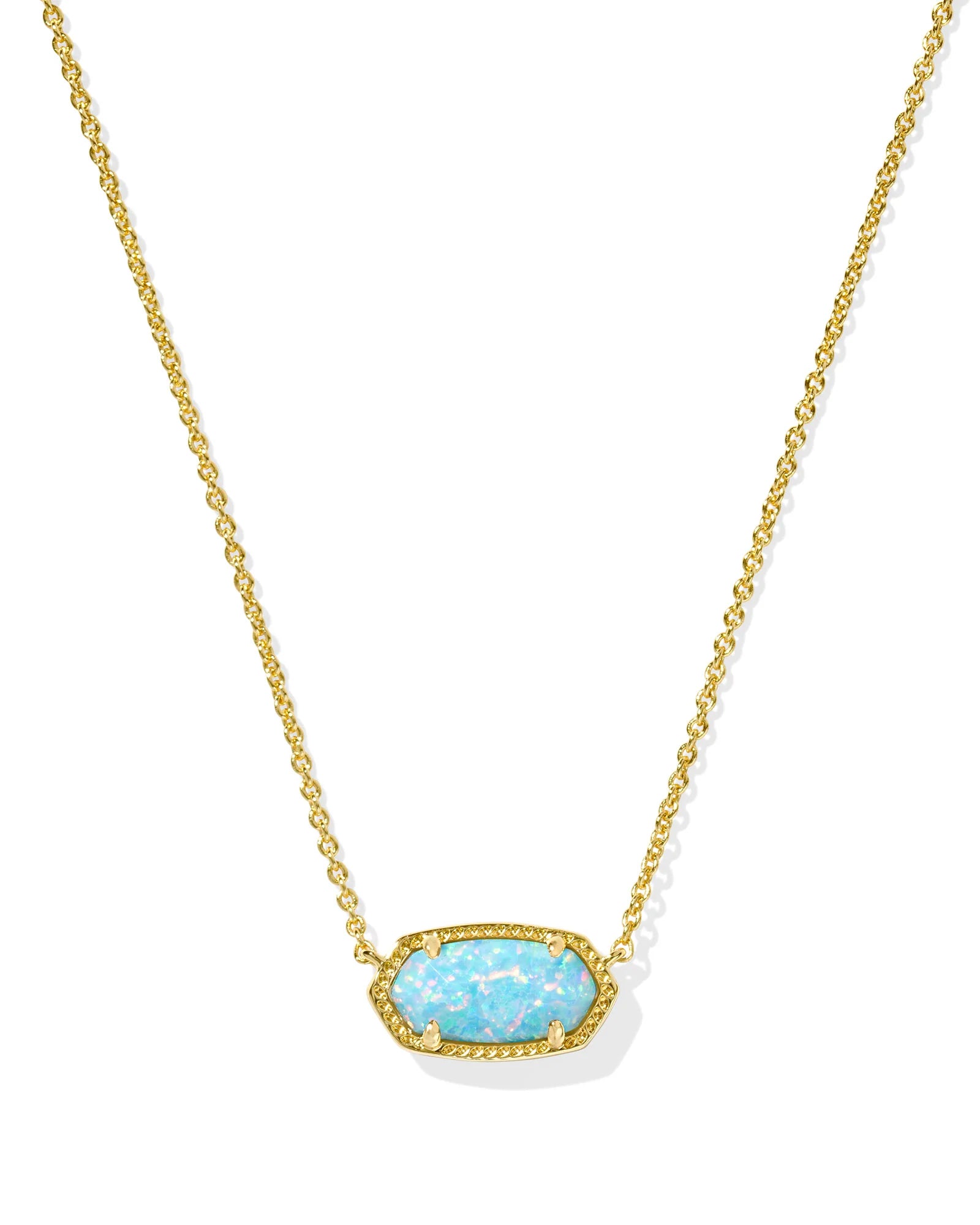 ELISA SHORT PENDANT NECKLACE - GOLD LIGHT TEAL KYOCERA OPAL