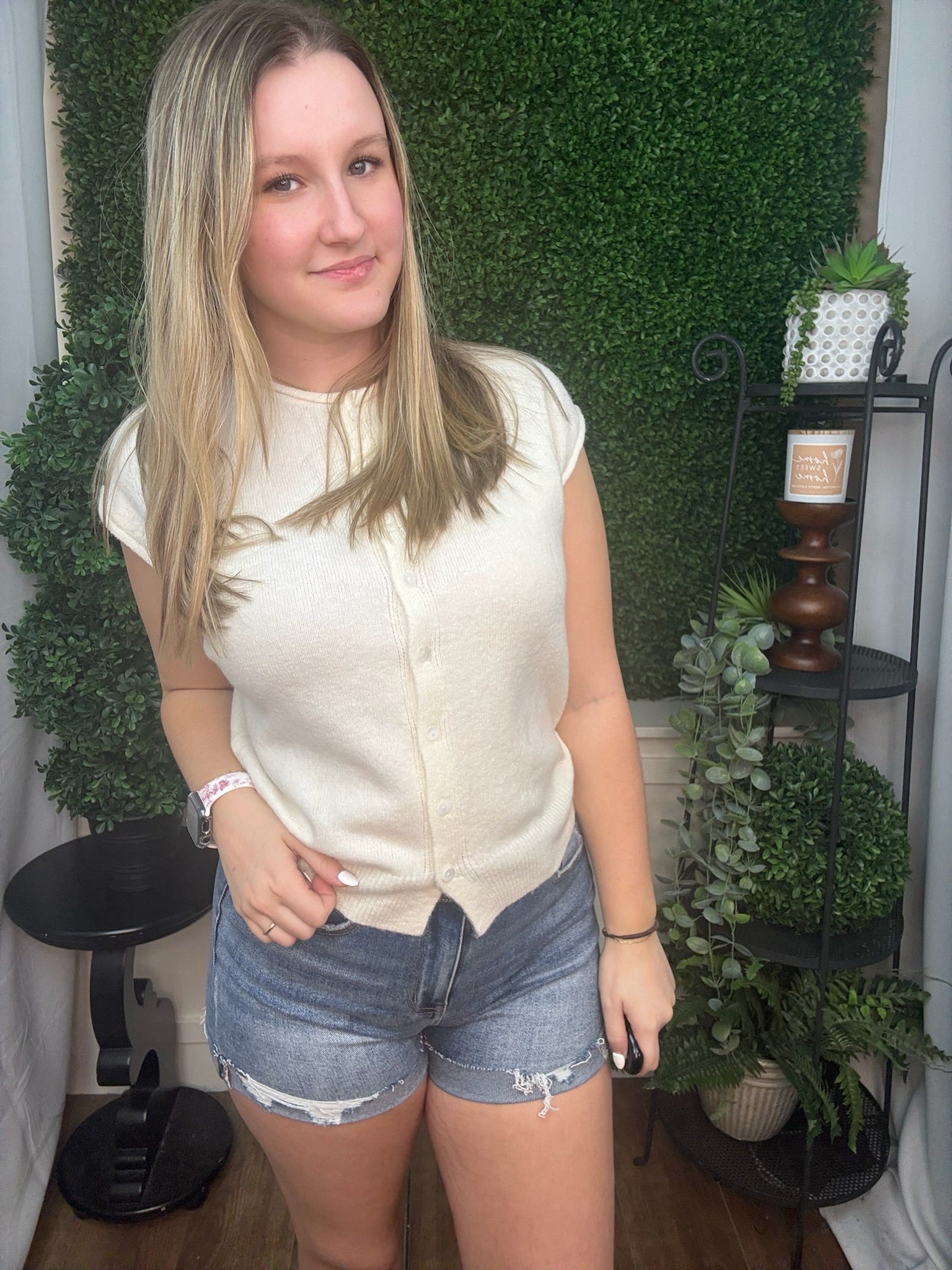 Soft Knit Button Front Top