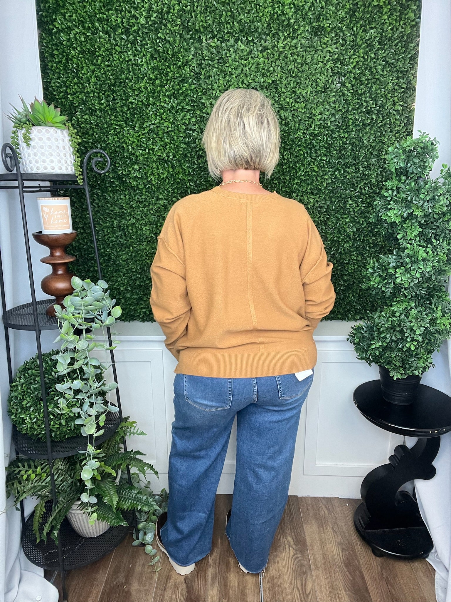 EXPOSED SEAMS LS SWEATER - CAMEL