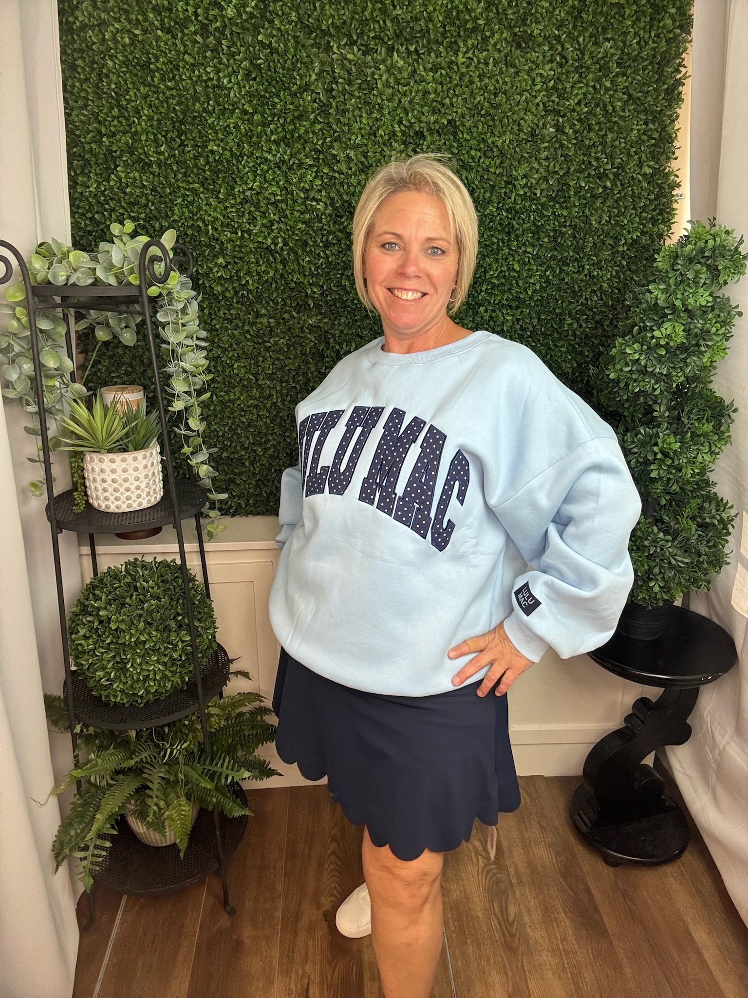 LULU MAC SWEATSHIRT - LIGHT BLUE/NAVY POLKA DOT