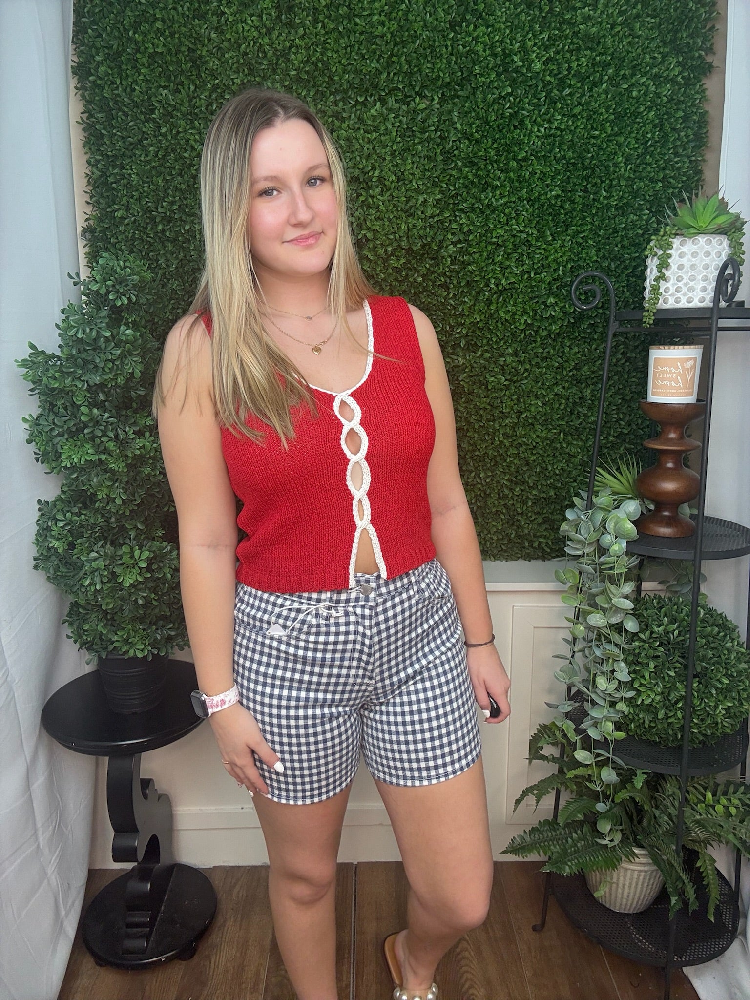 LIGHTWEIGHT GINGHAM SHORT - NAVY