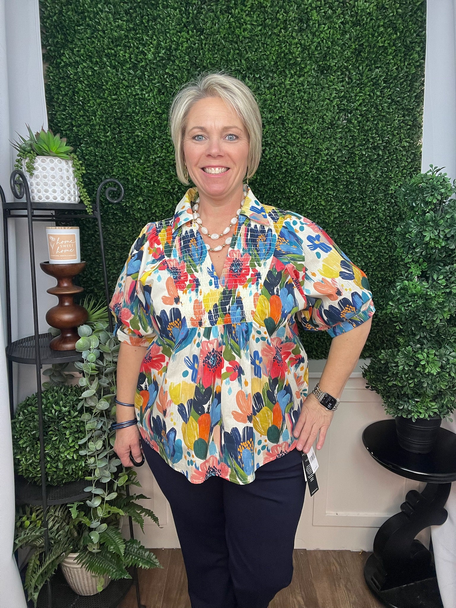 FLORAL PRINT COLORFUL BLOUSE - MULTI