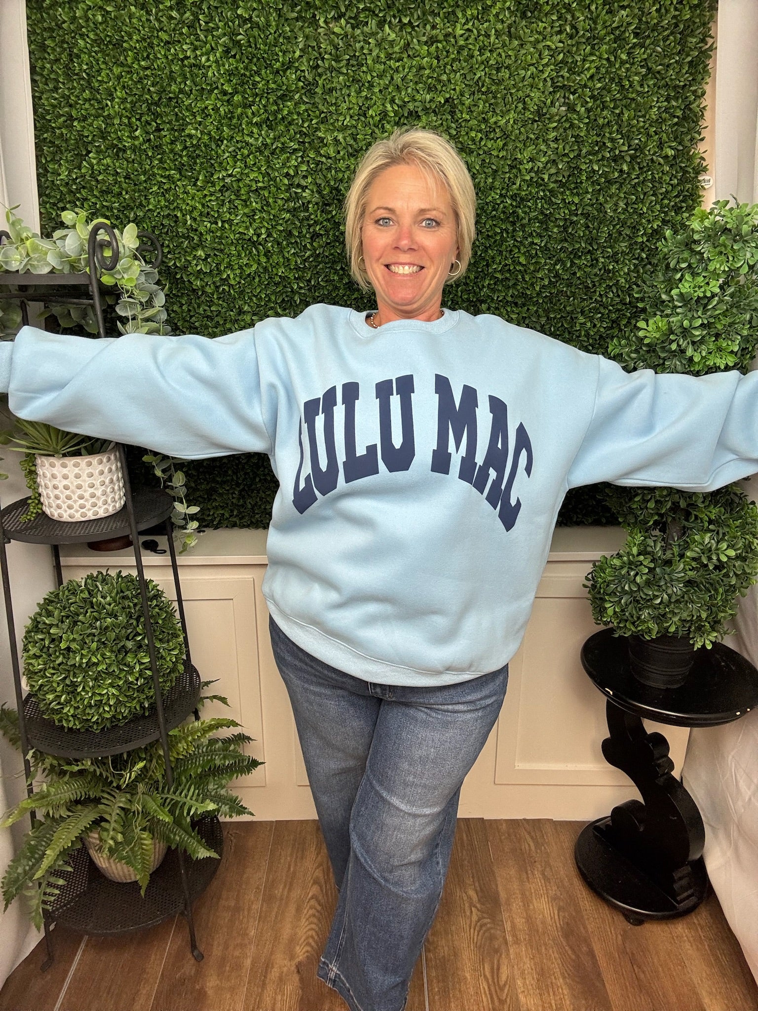 LULU MAC SWEATSHIRT - BABY BLUE/NAVY PUFF