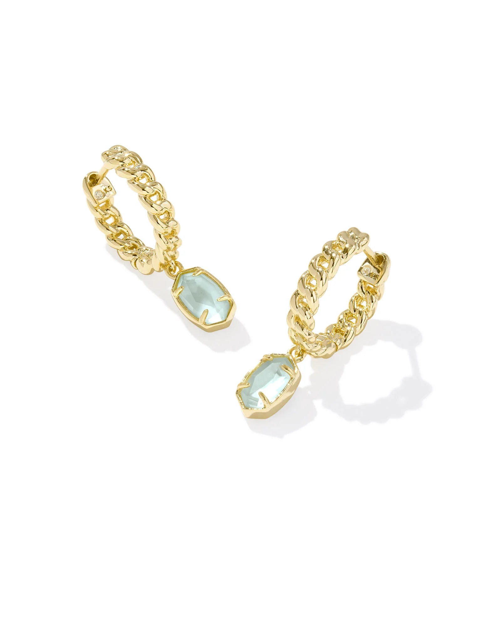 EMILIE HUGGIE EARRINGS - GOLD LIGHT BLUE ILLUSION