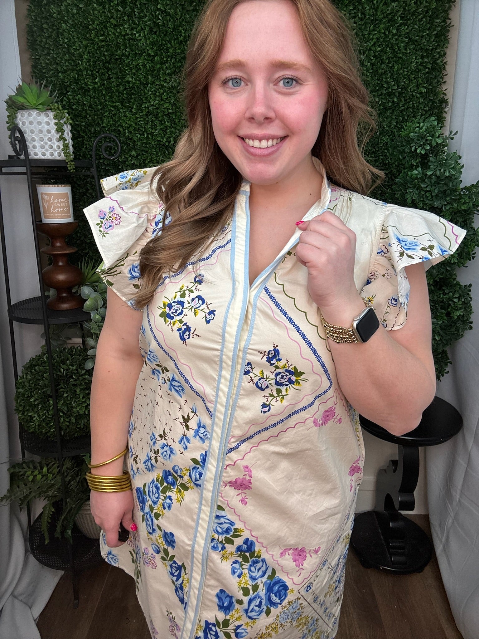 Blue Garden Patchwork Tunic Dress