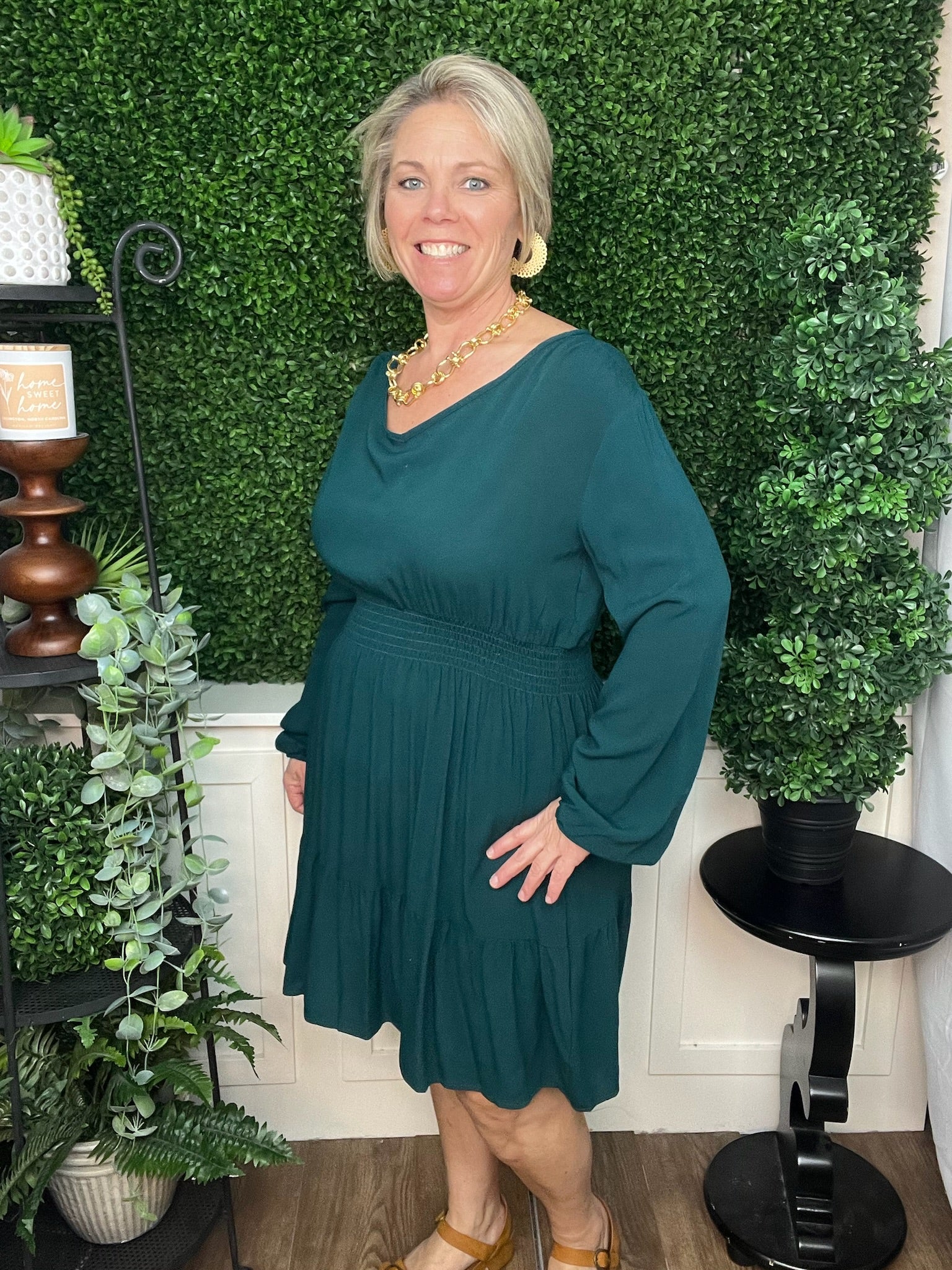 SMOCKED WAIST MINI DRESS