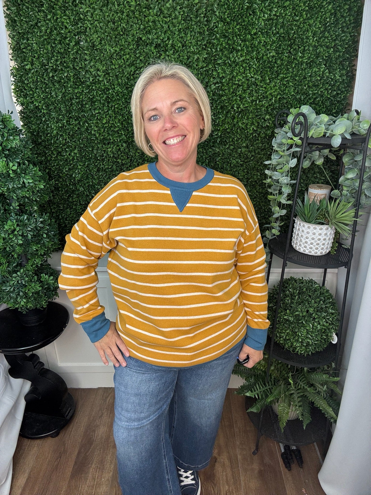 Oversized Contrast Stripe Long Sleeve Sweater