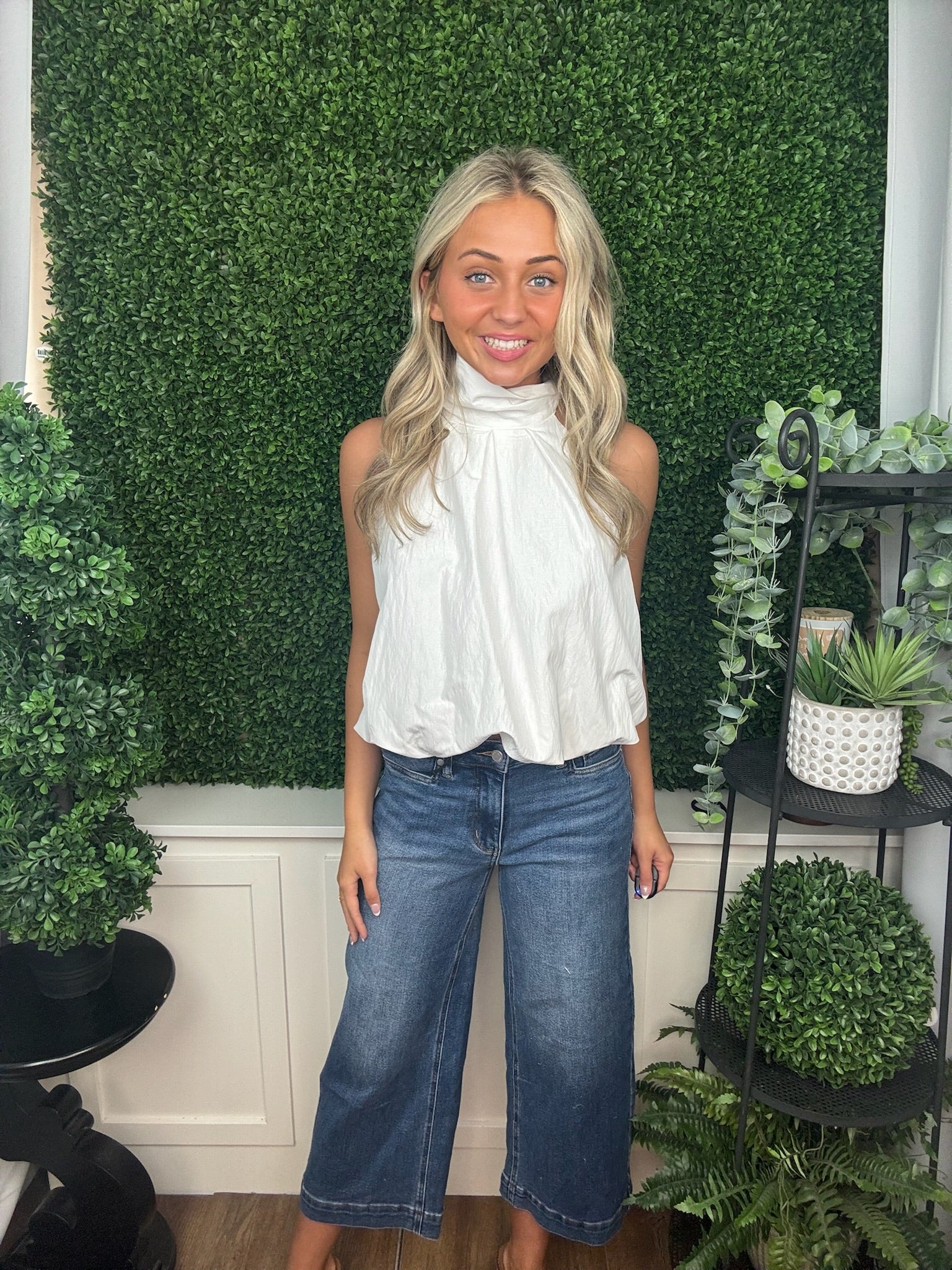Ivory Whisper Tie-Neck Blouse