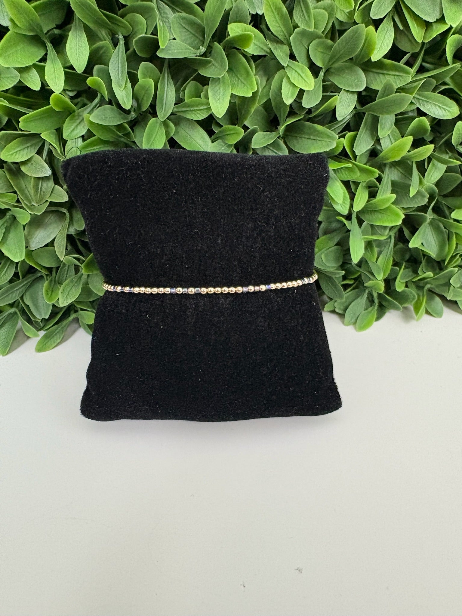 HOPE JOY 2MM BEAD BRACELET - TAUPE WITH A TWIST