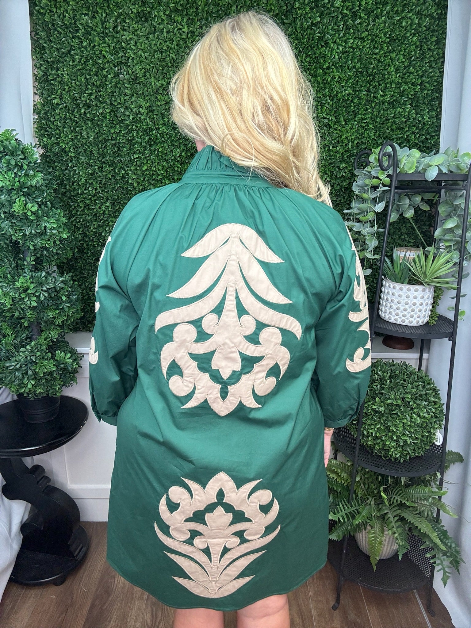 Hunter Green Embroidered Dress
