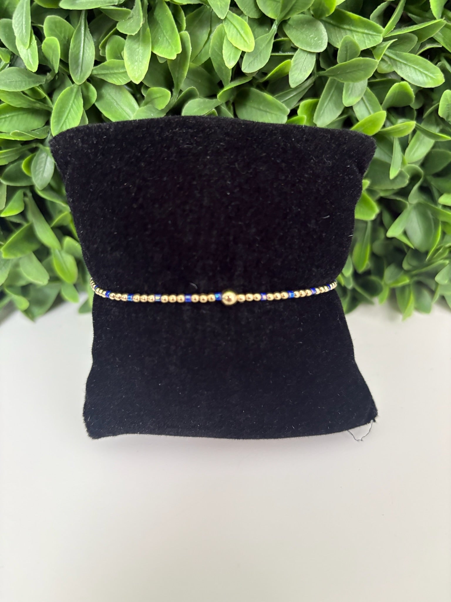 HOPE SINCERITY PATTERN 2MM BEAD BRACELET - BLUE METALLIC