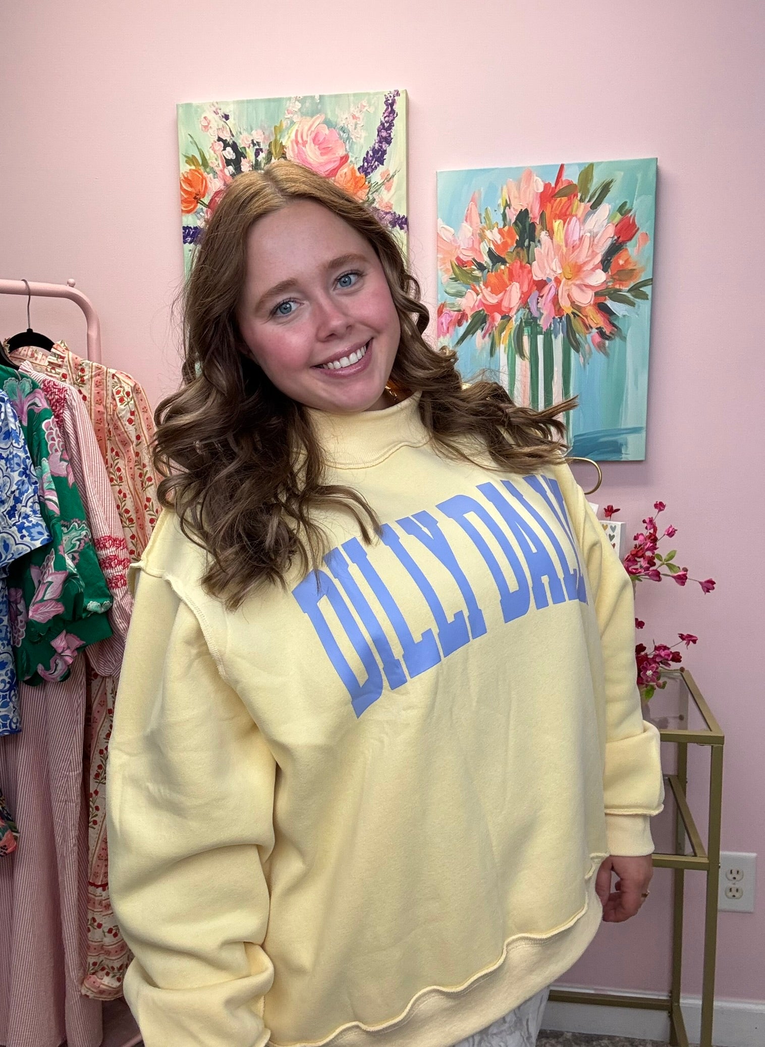 REVERSIBLE MOCK NECK SWEATSHIRT - DILLY DALLY - YELLOW
