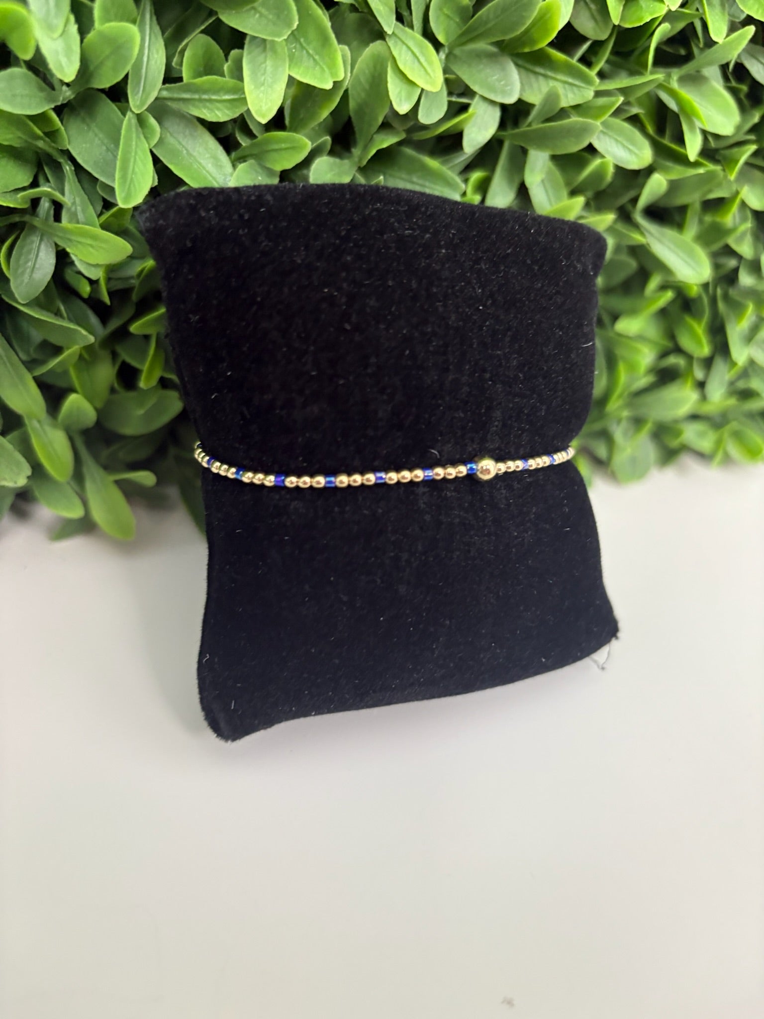 HOPE SINCERITY PATTERN 2MM BEAD BRACELET - BLUE METALLIC