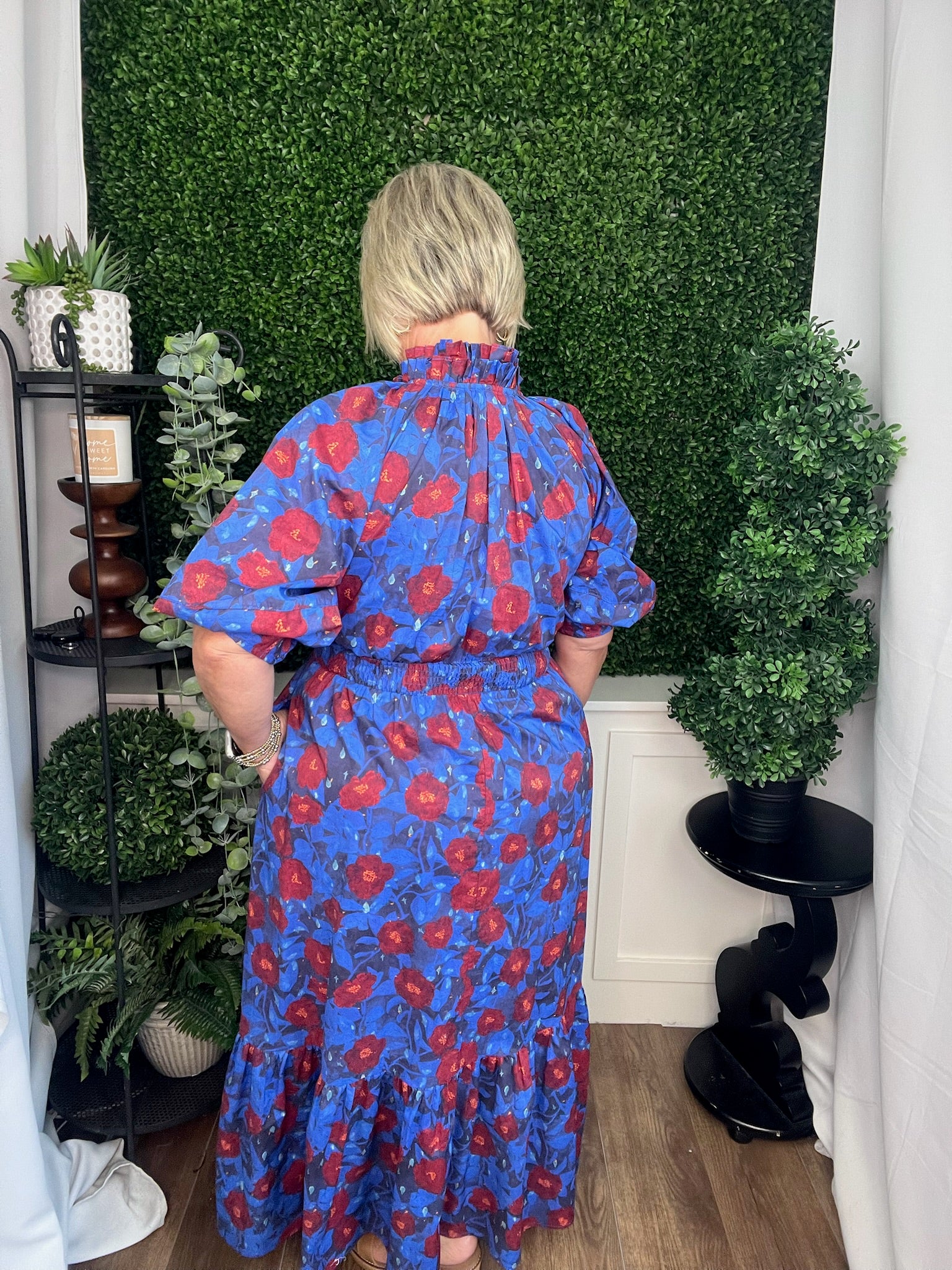 FLORAL PRINT MIDI DRESS - MIDNIGHT