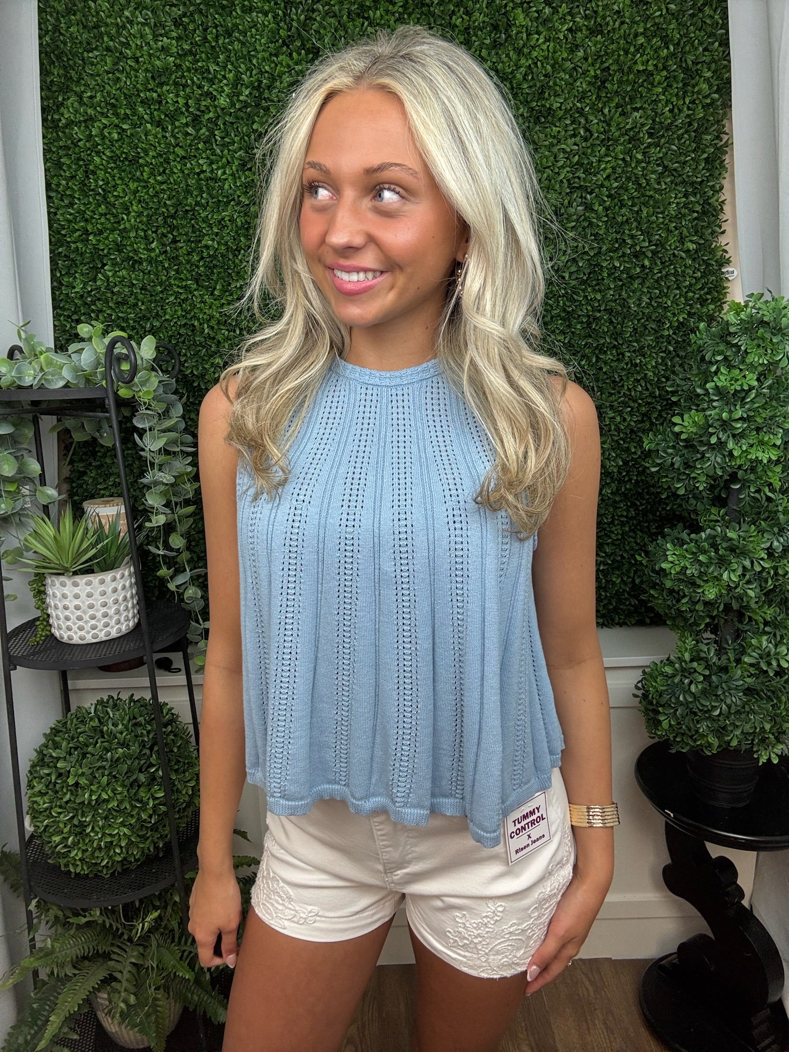 Pointelle Knit Sleeveless Top
