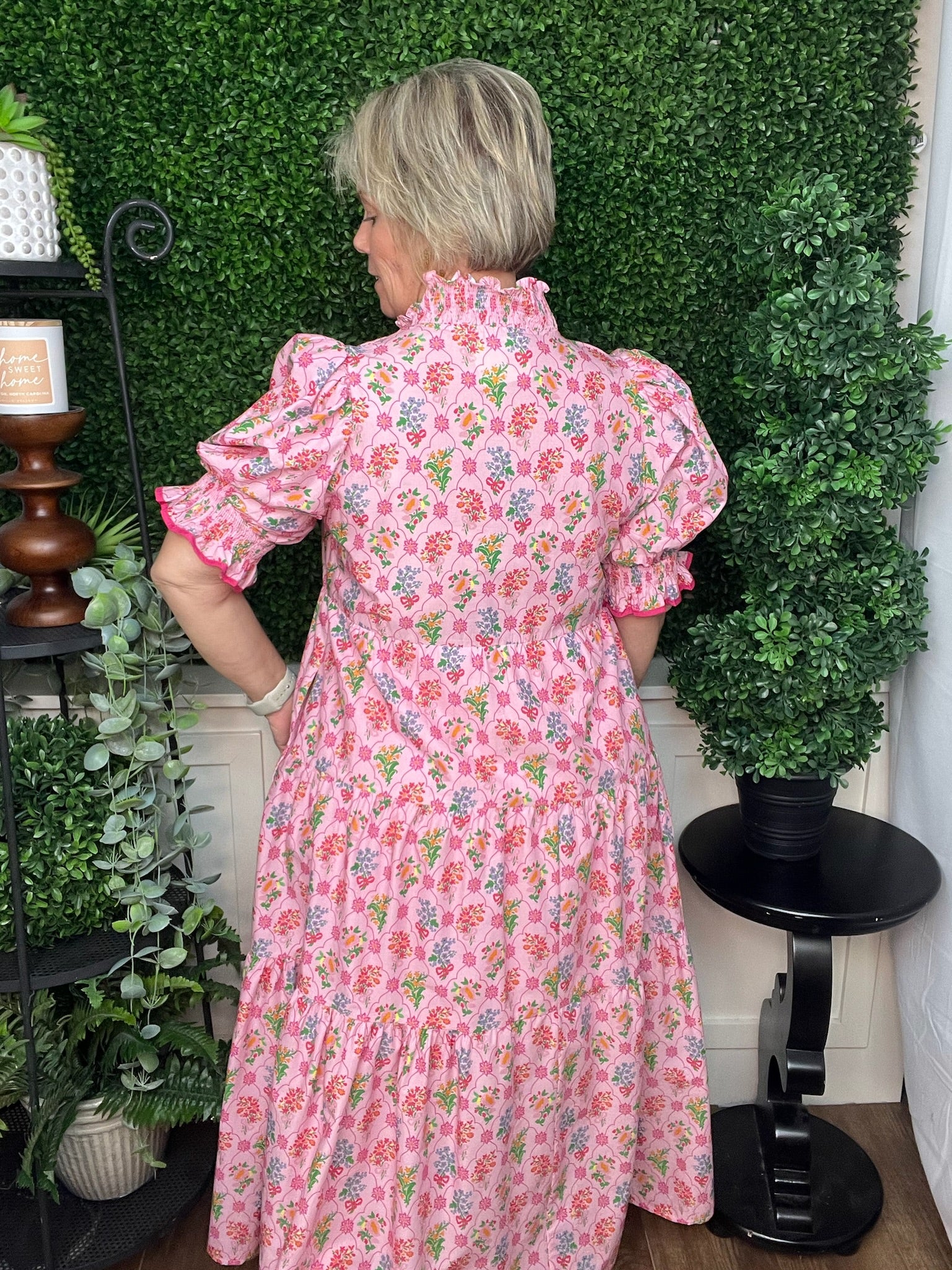 Pink Puff sleeve maxi dress