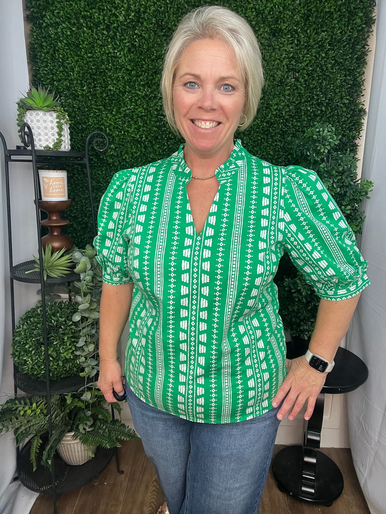 TOP COLETTE HERITAGE STITCH GREEN