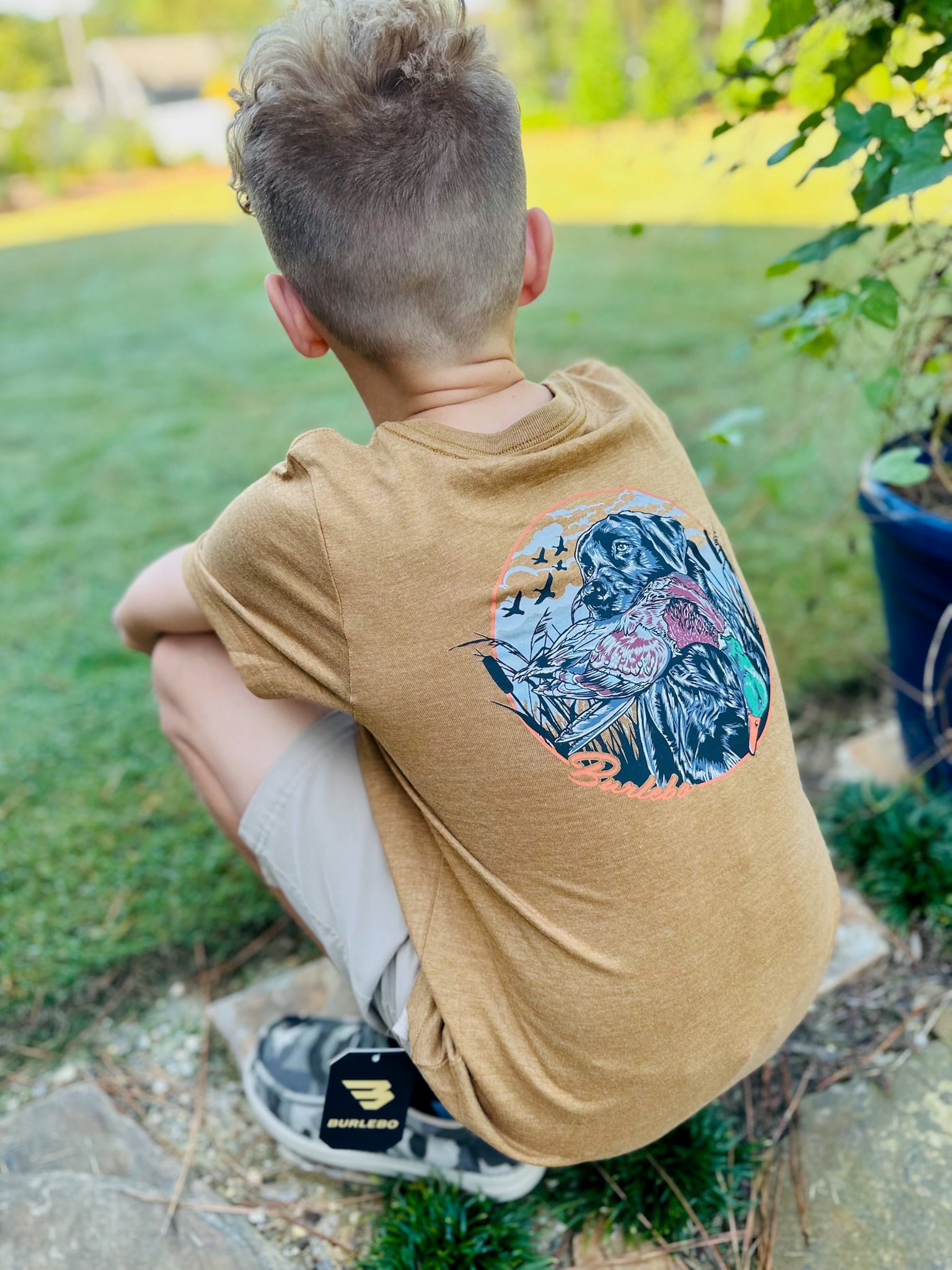 YOUTH - DUCK DOG SS TEE - LIGHT BROWN