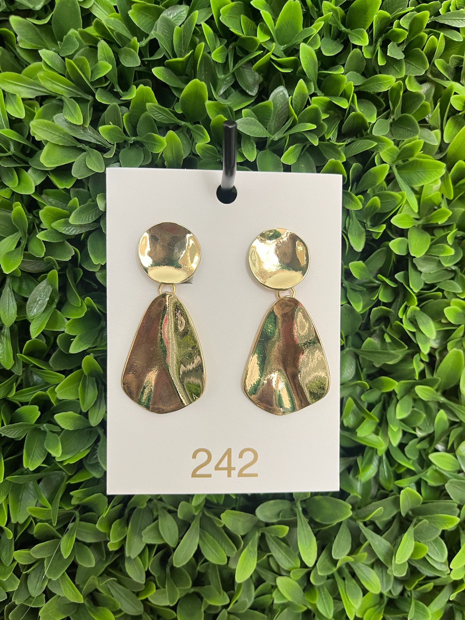 CLIP ON - TWO-TIER SHINY GOLD EARRINGS