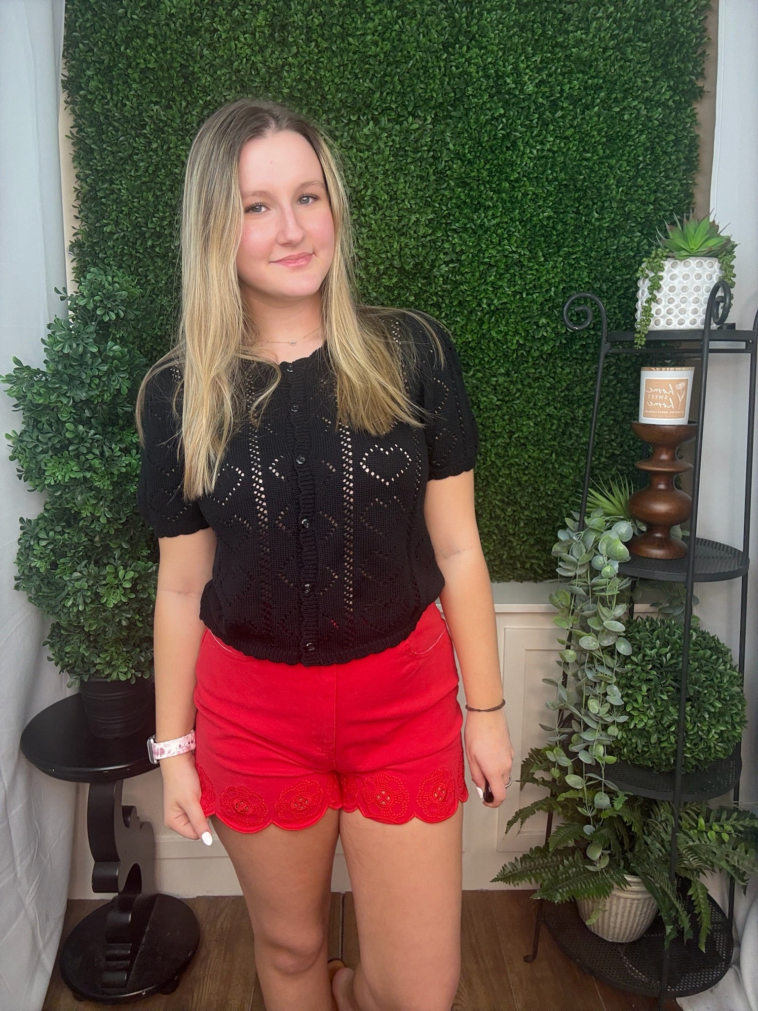 Midnight Lace Knit Button Cardigan