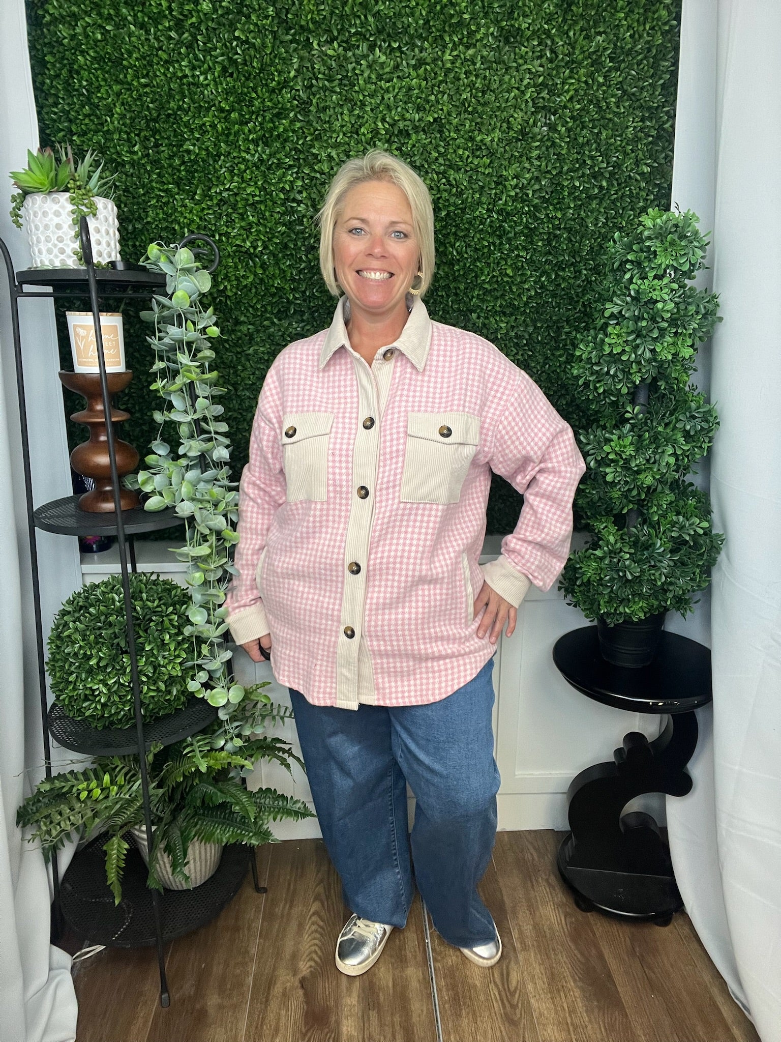 COLOR CONTRAST LS JACKET - PINK