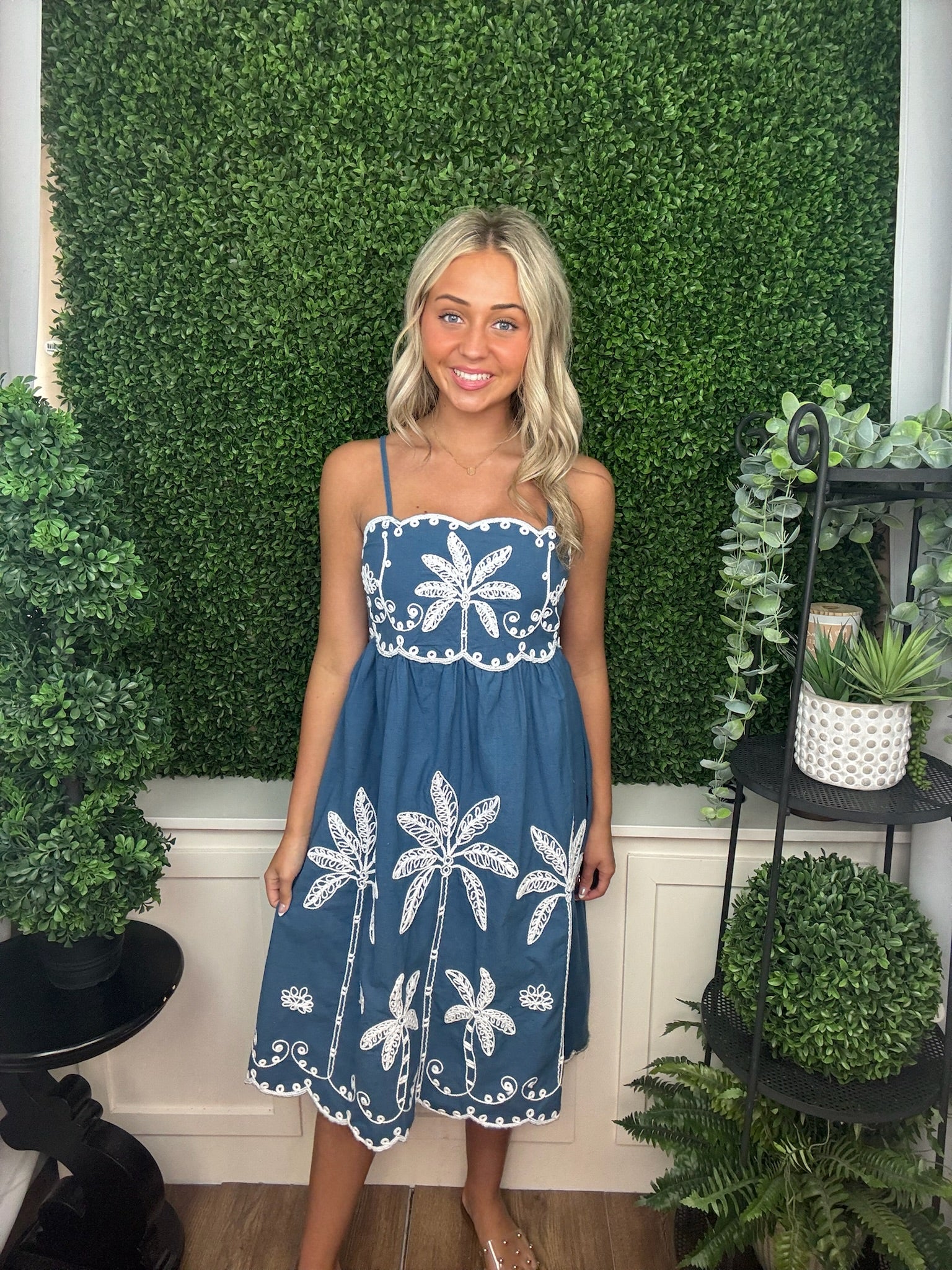 EMBROIDERED DRESS-NAVY